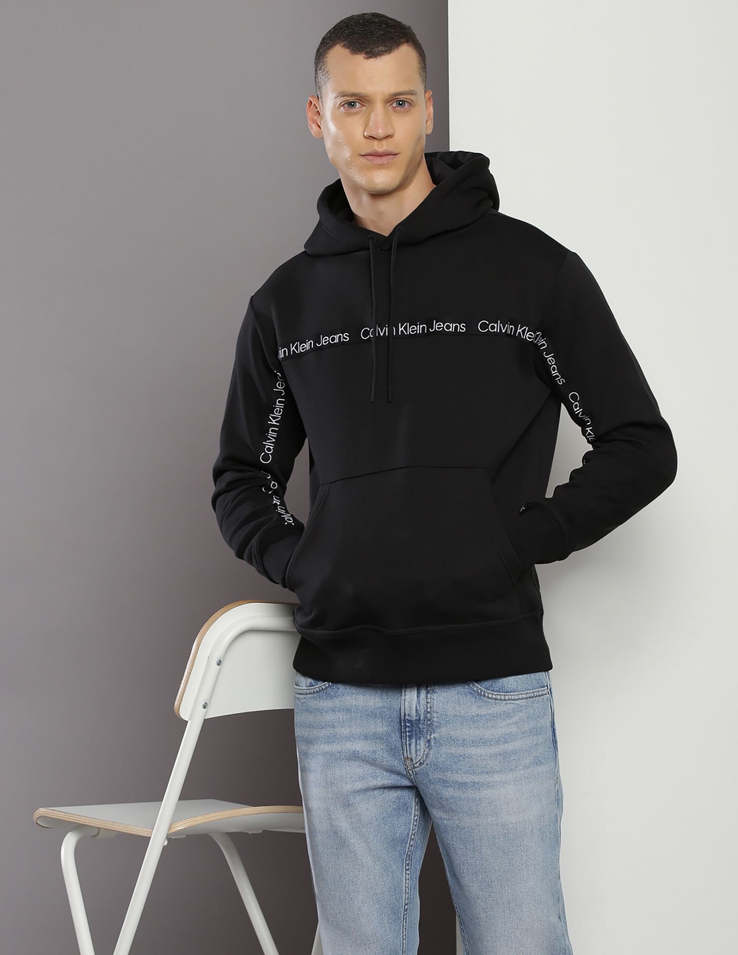 Buy Calvin Klein Brand Tape Hooded Sweatshirt NNNOW