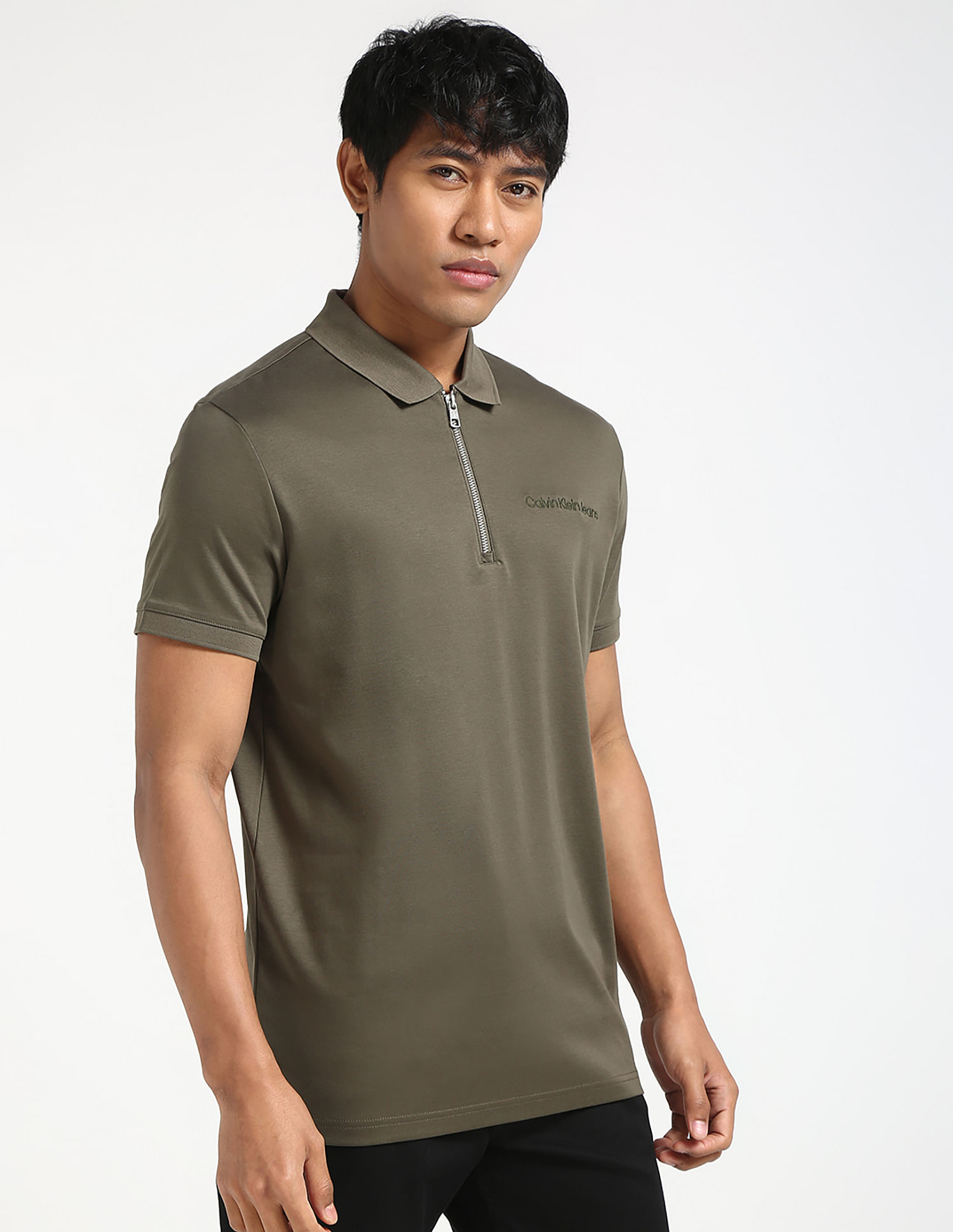 Calvin Klein Regular Half Zip Cotton Polo Shirt