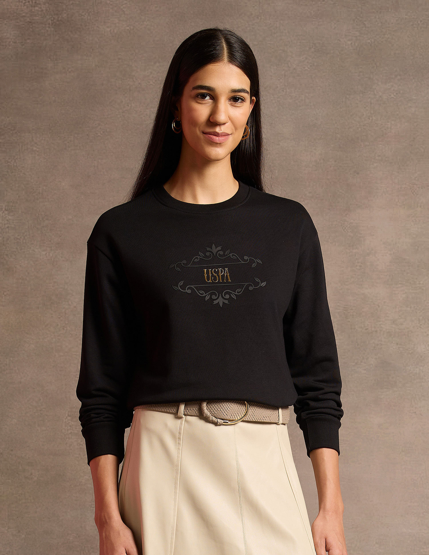 U.S. Polo Assn. Women Brand Printed Regular Fit Sweatshirt