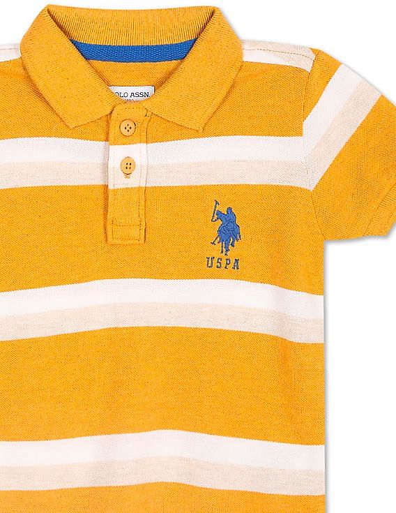 U.S. Polo Assn. Kids Ribbed Collar Striped Polo Shirt