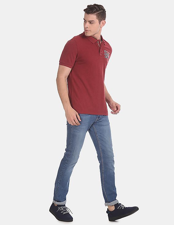 U.S. Polo Assn. Denim Co. Red Solid Pique Polo Shirt