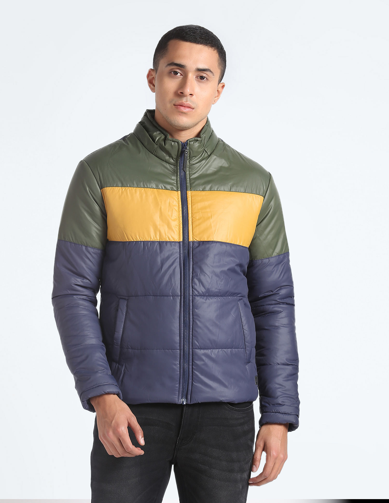 Flying Machine Detachable Hood Colour Block Jacket