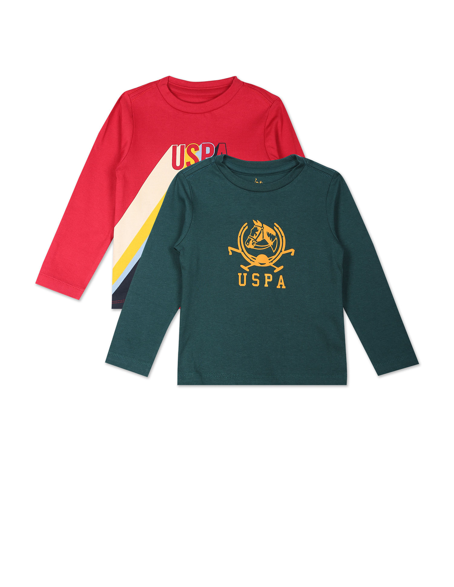 U.S. Polo Assn. Kids Crew Neck Brand Print T-Shirt - Pack Of 2
