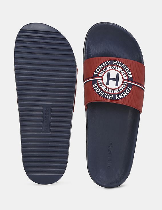 Buy Tommy Hilfiger Men Red And Navy Logo Rowdy Pool Slides NNNOW