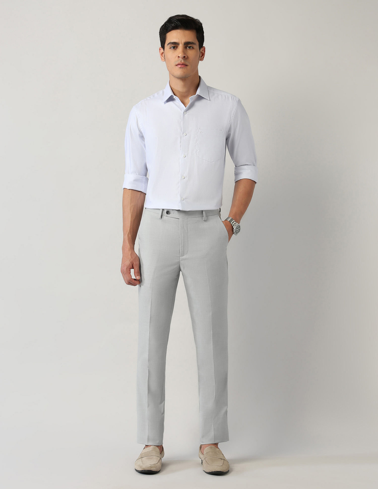 Arrow Slim Fit Dobby Weave Autoflex Trousers