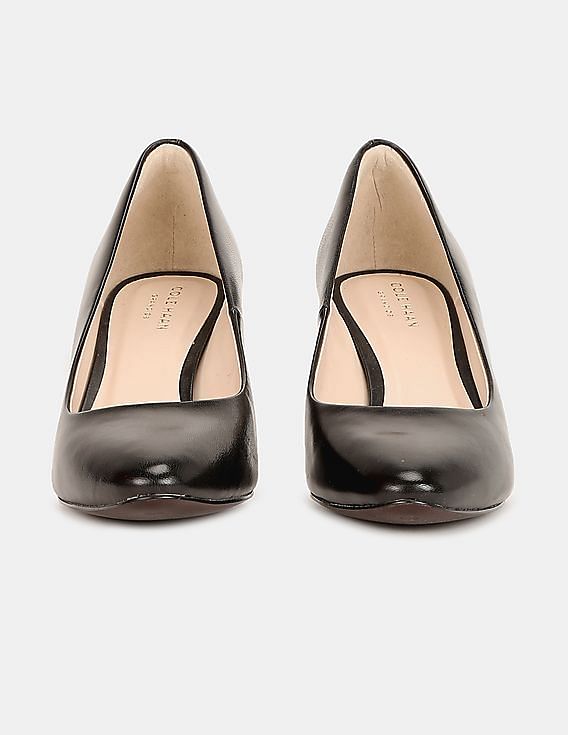 Cole Haan Women Black Hellen Grand Point Toe Leather Pumps