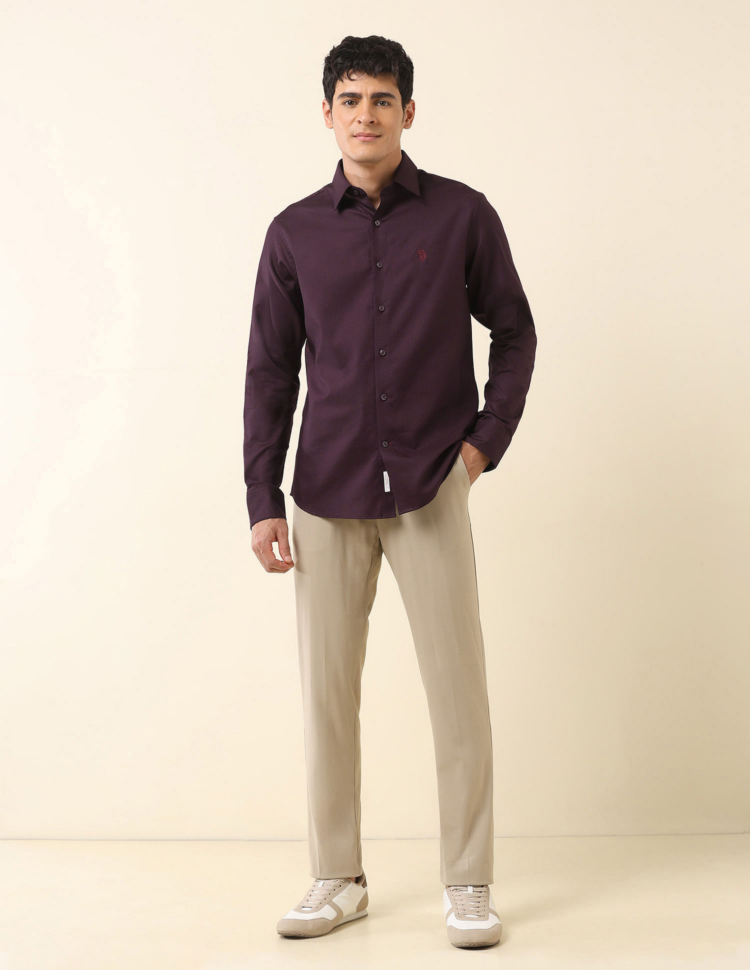 U.S. Polo Assn. Tailored Fit Solid Pure Cotton Shirt