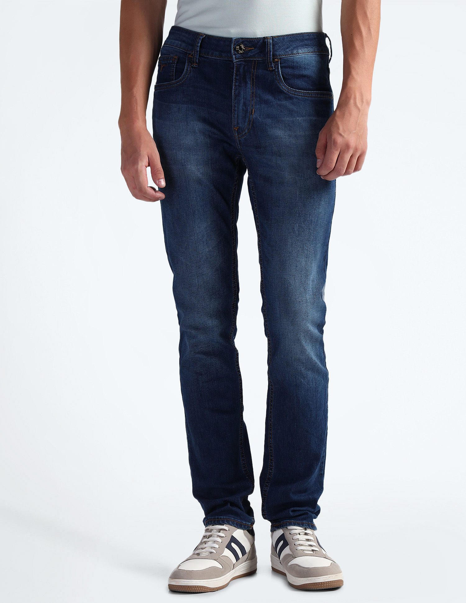 Flying Machine Mid Rise Slash Slim Tapered Fit Jeans