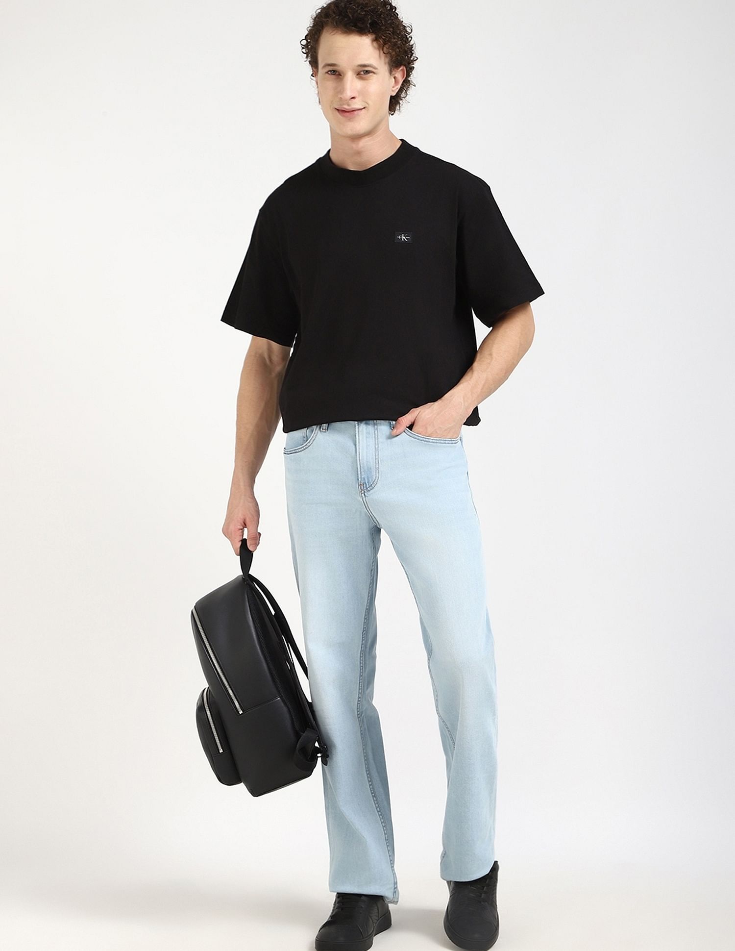 Calvin Klein Jeans Light-Wash Straight-Fit Mid Rise Jeans