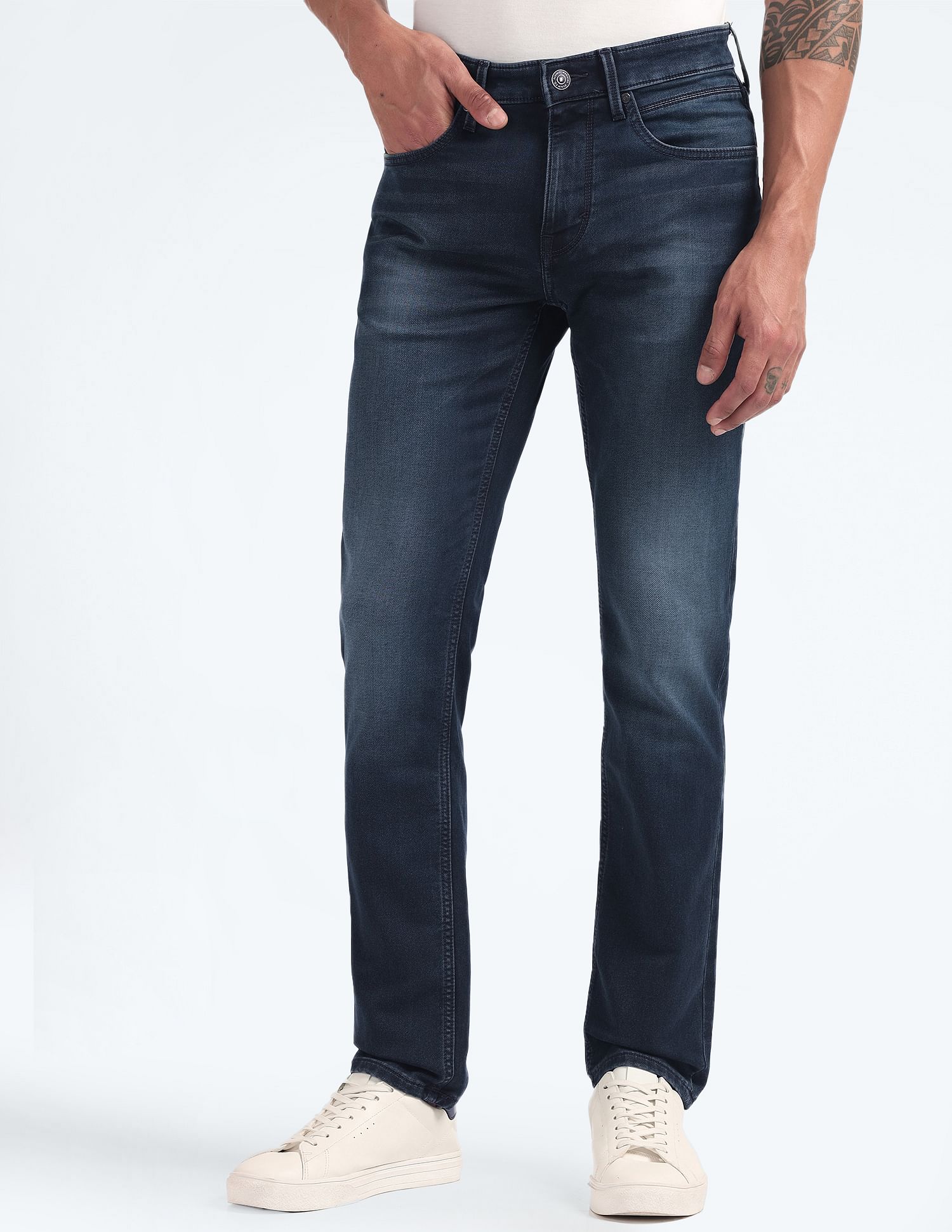 Flying Machine Freddie Slim Straight Fit Rinsed Jeans