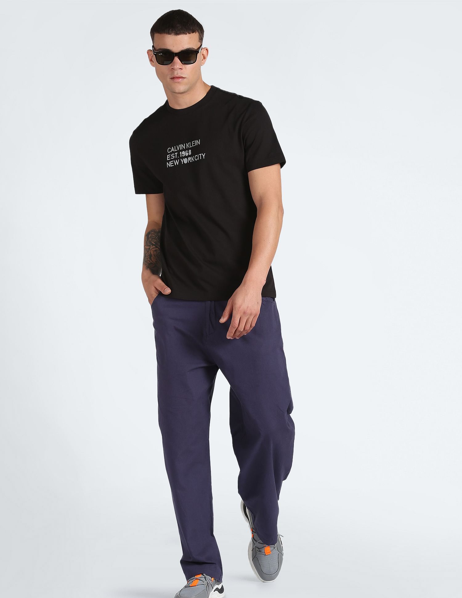 Calvin Klein Mixed Print Stencil Logo T-Shirt