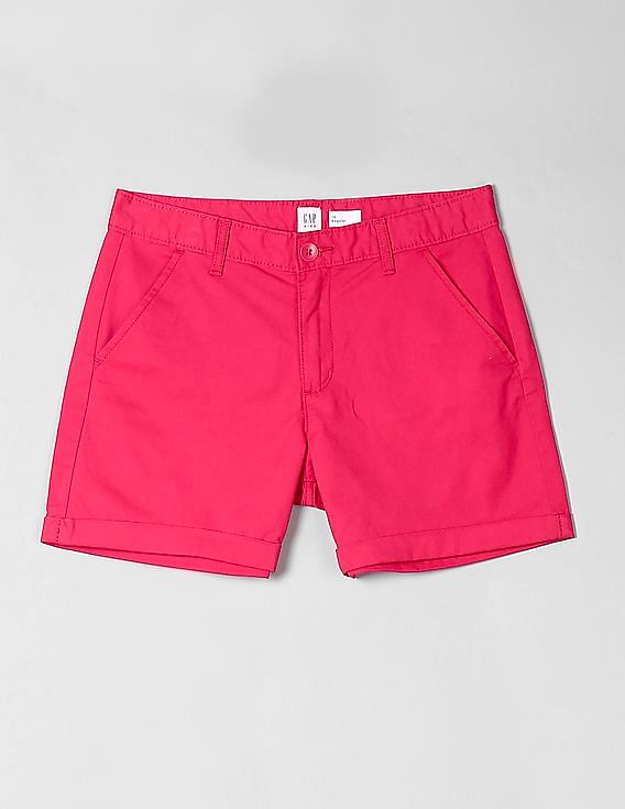 GAP Girls Pink Midi Shorts In Twill