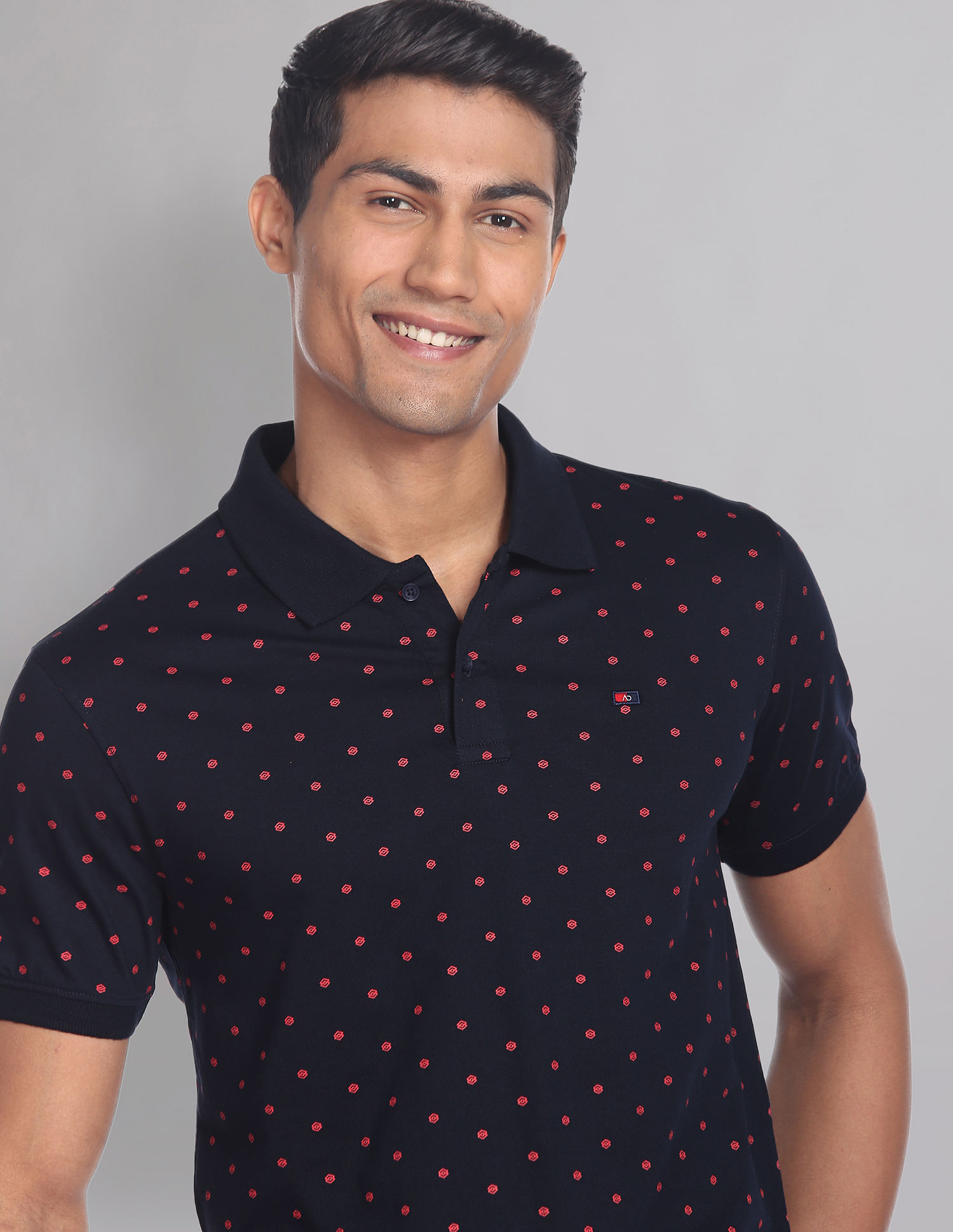 AD by Arvind Geometric Print COOL-IT Real Deal Polo Shirt