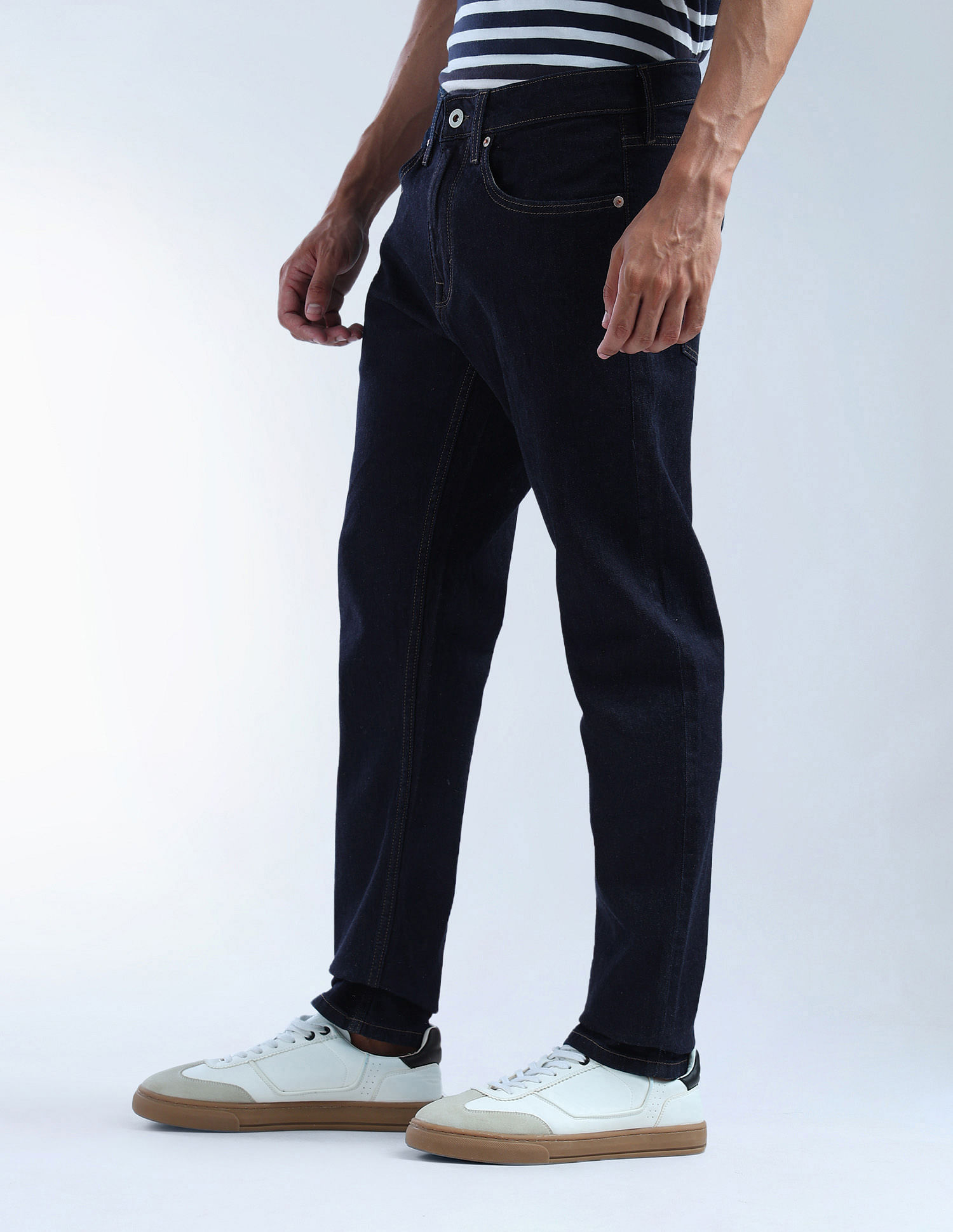 Flying Machine Slash Slim Tapered Fit Mid Rise Jeans
