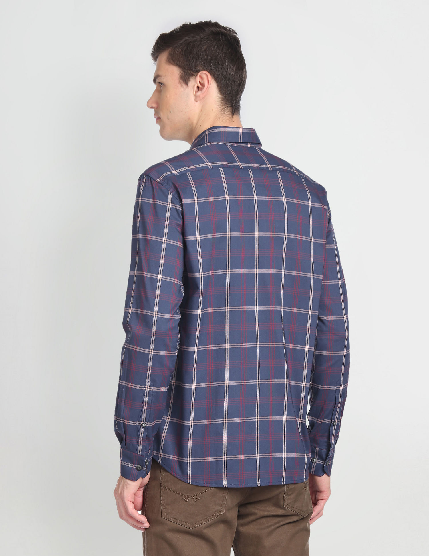 Arrow Sports Twill Grid Tattersall Check Shirt