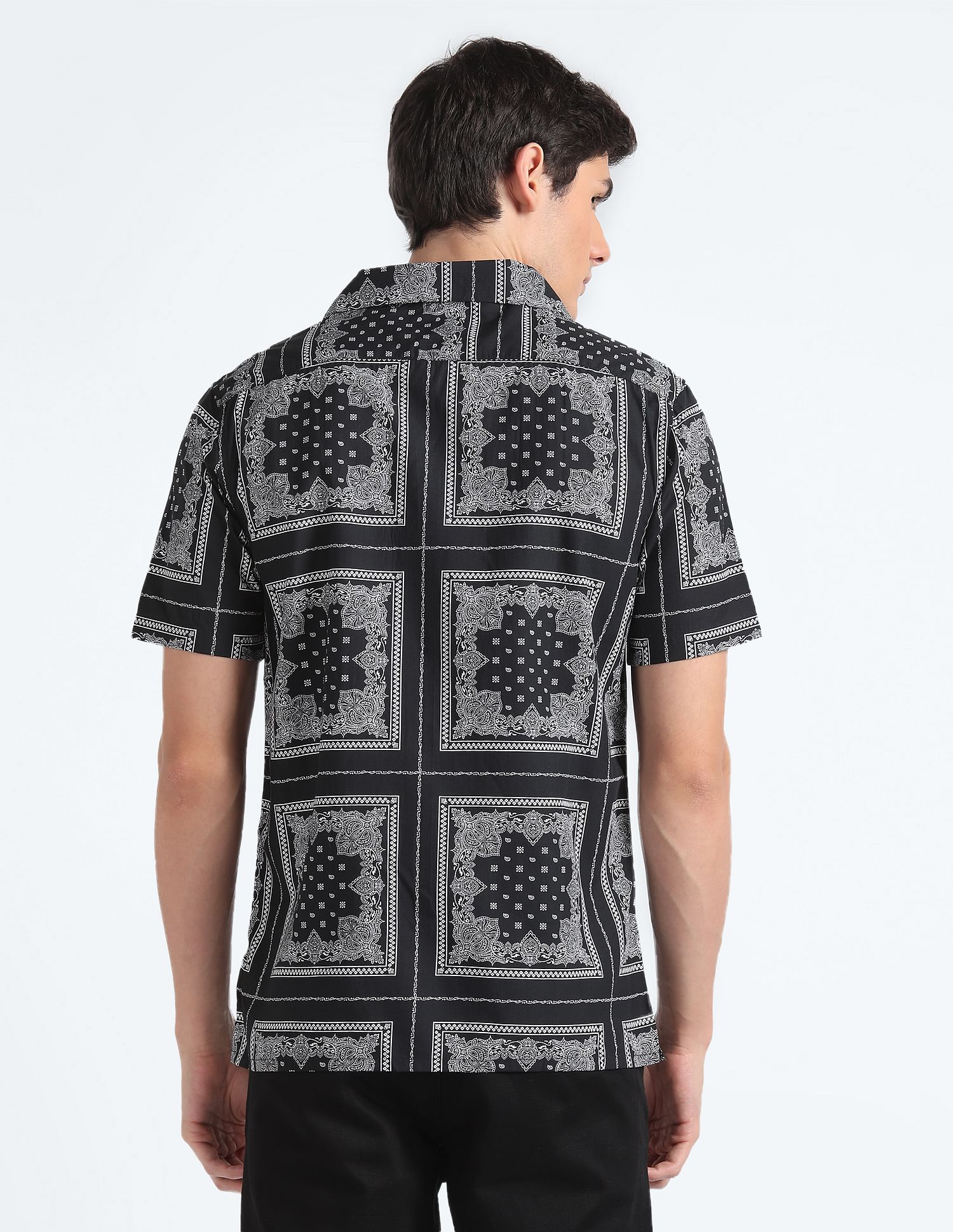 Flying Machine Motif Print Cotton Modal Shirt
