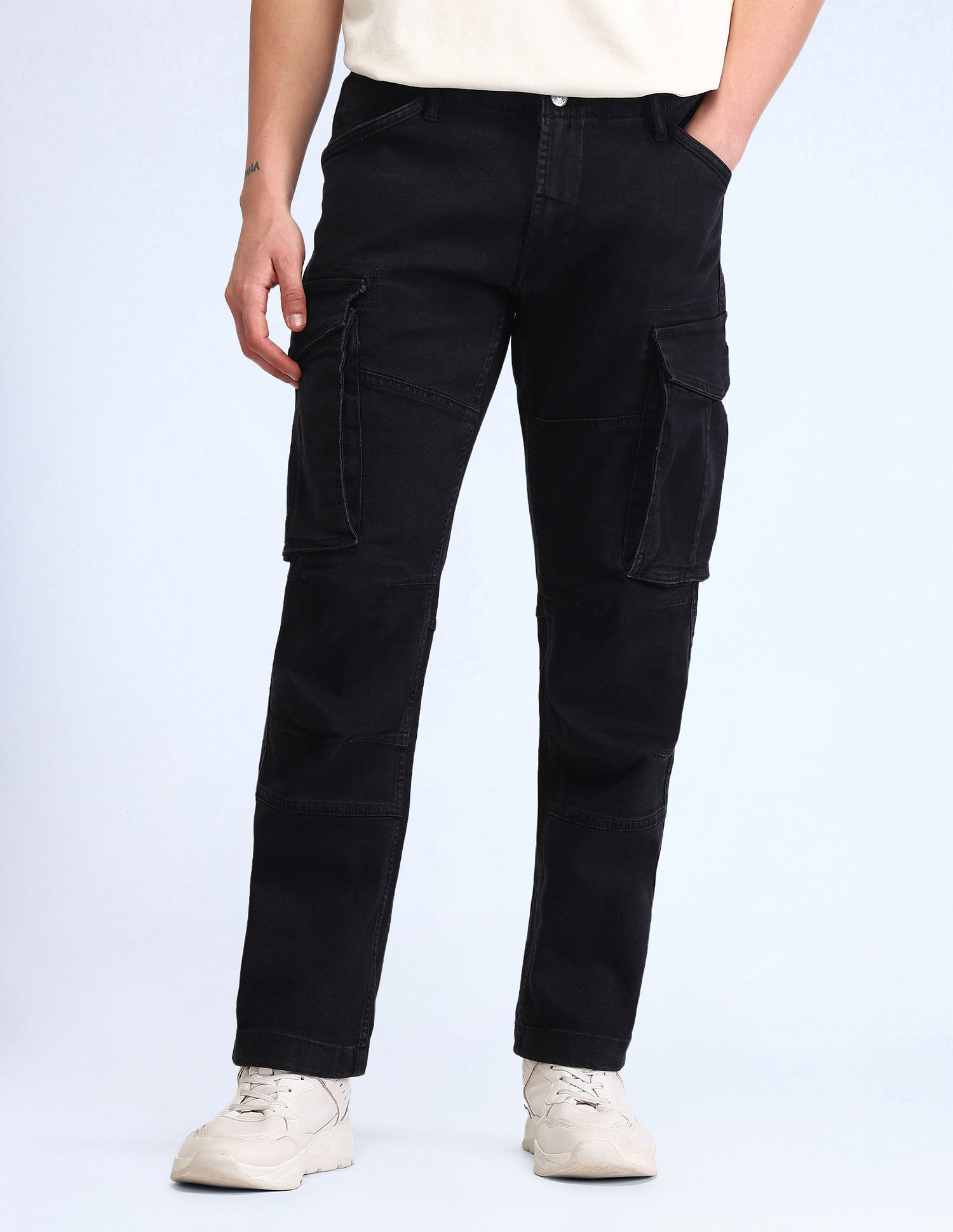 Flying Machine Cobain Loose Fit Black Jeans