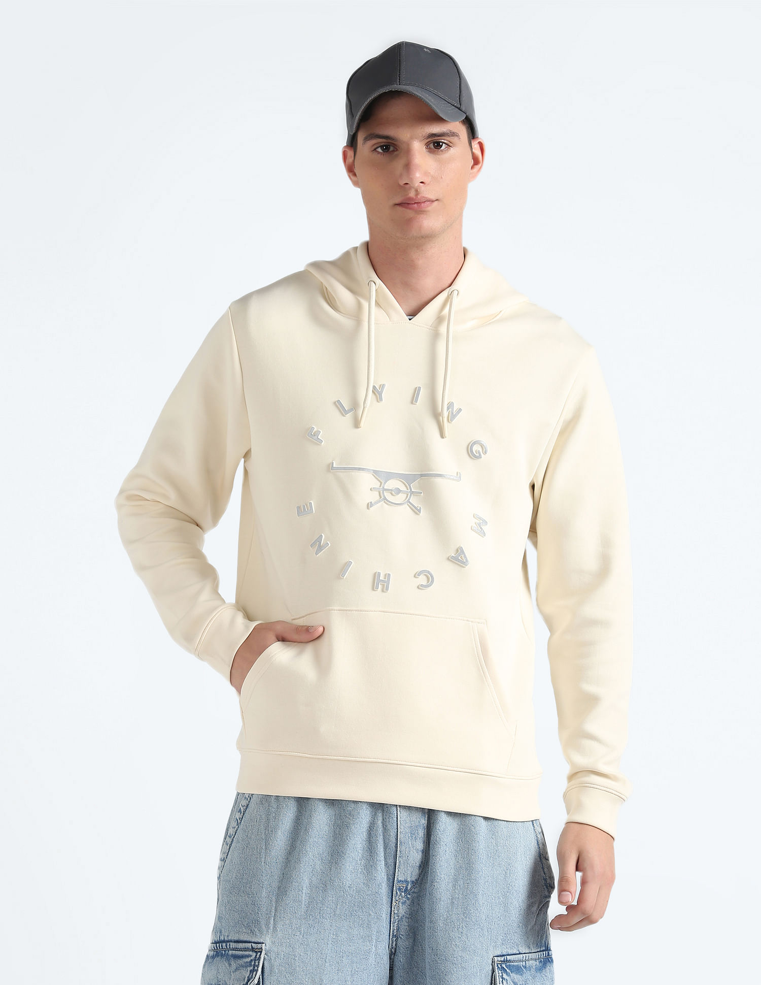 Flying Machine Brand Print Hooded Sweatshirt