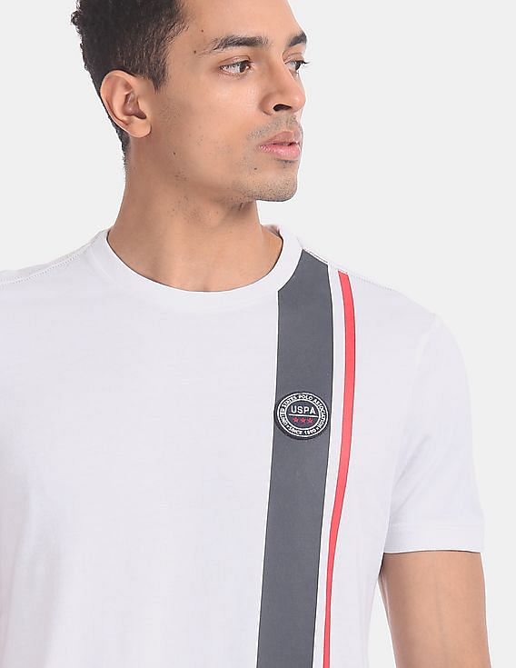 U.S. Polo Assn. White Crew Neck Contrast Stripe T-Shirt