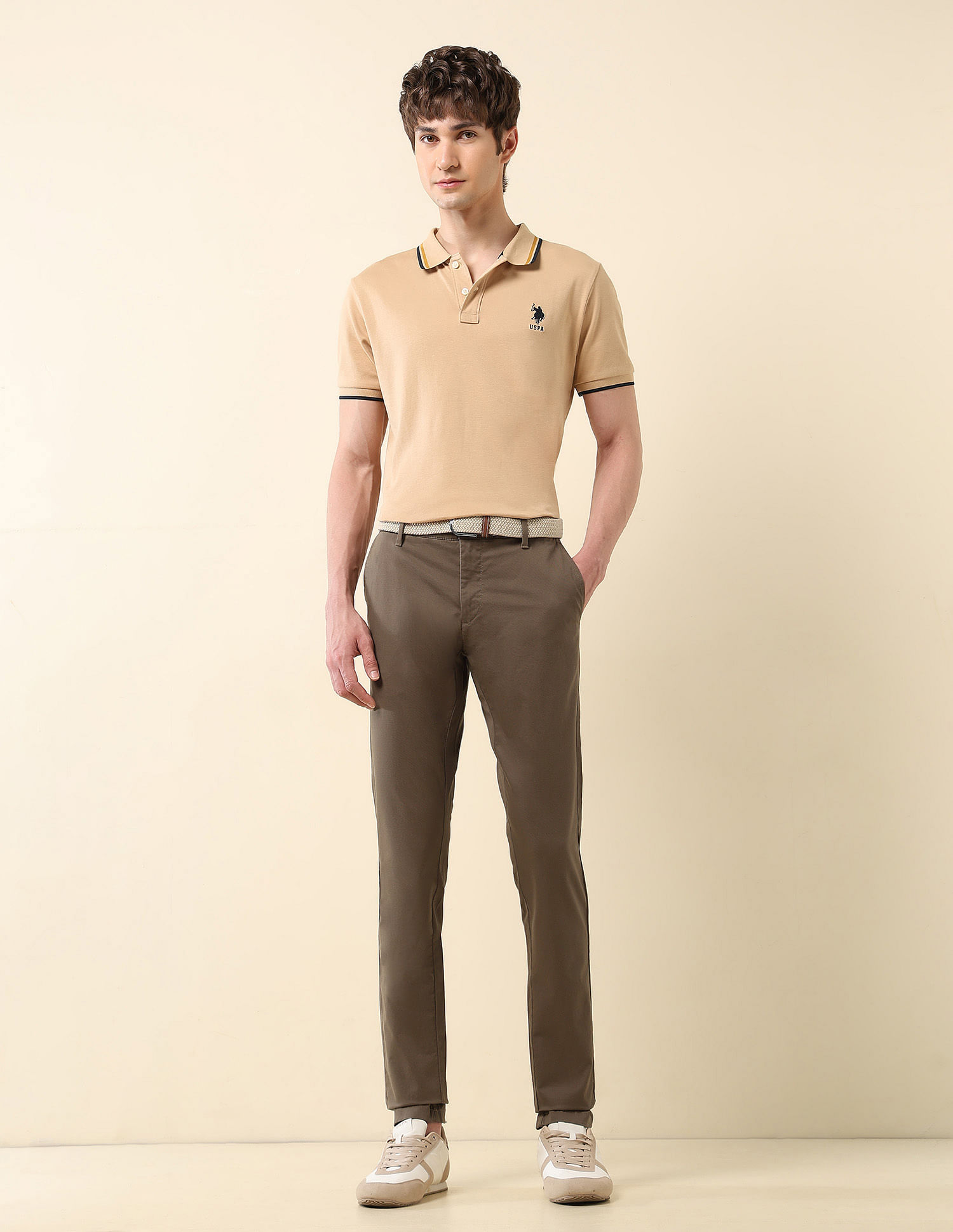 U.S. Polo Assn. Textured Austin Slim Fit Trousers