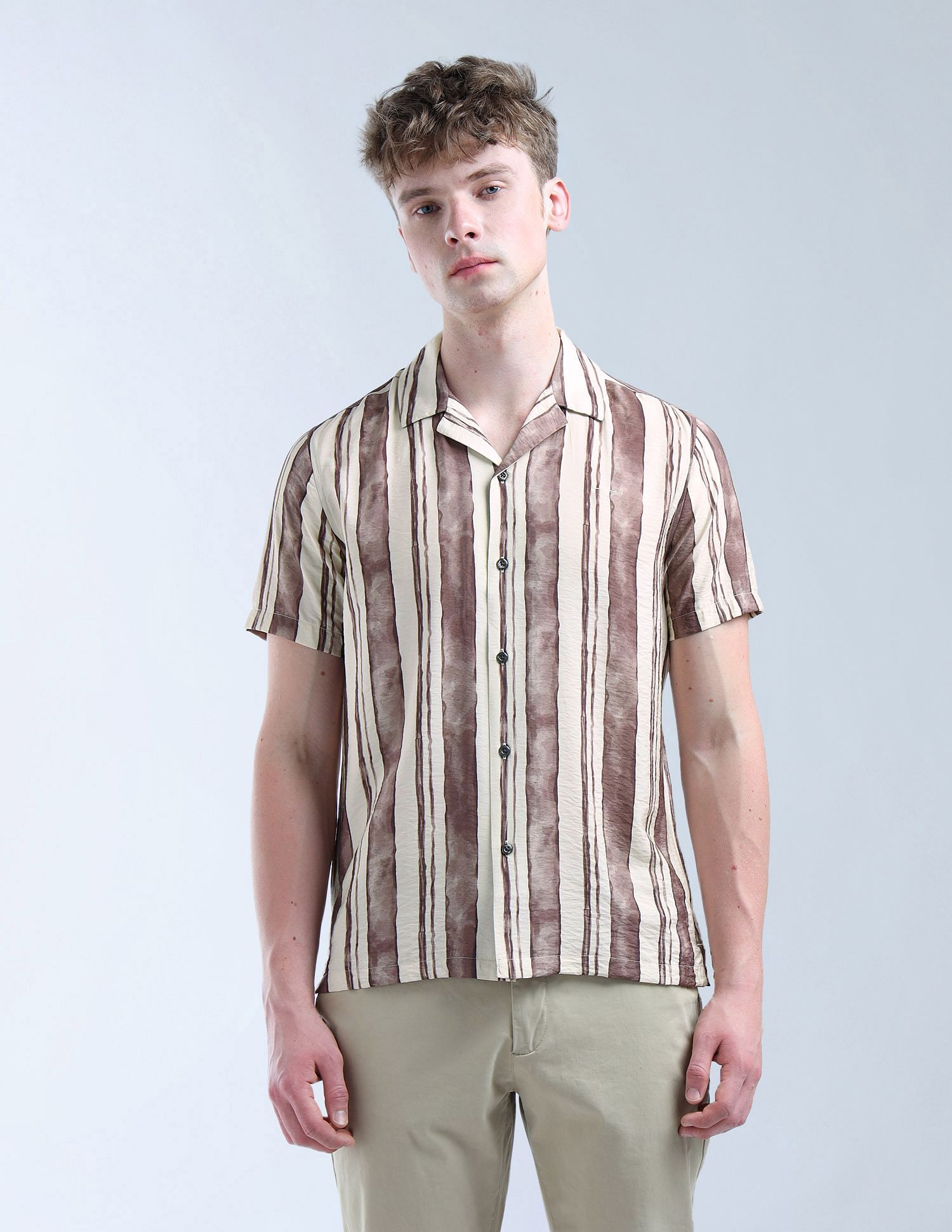 Flying Machine Vertical Striped Color Of Home Shirt