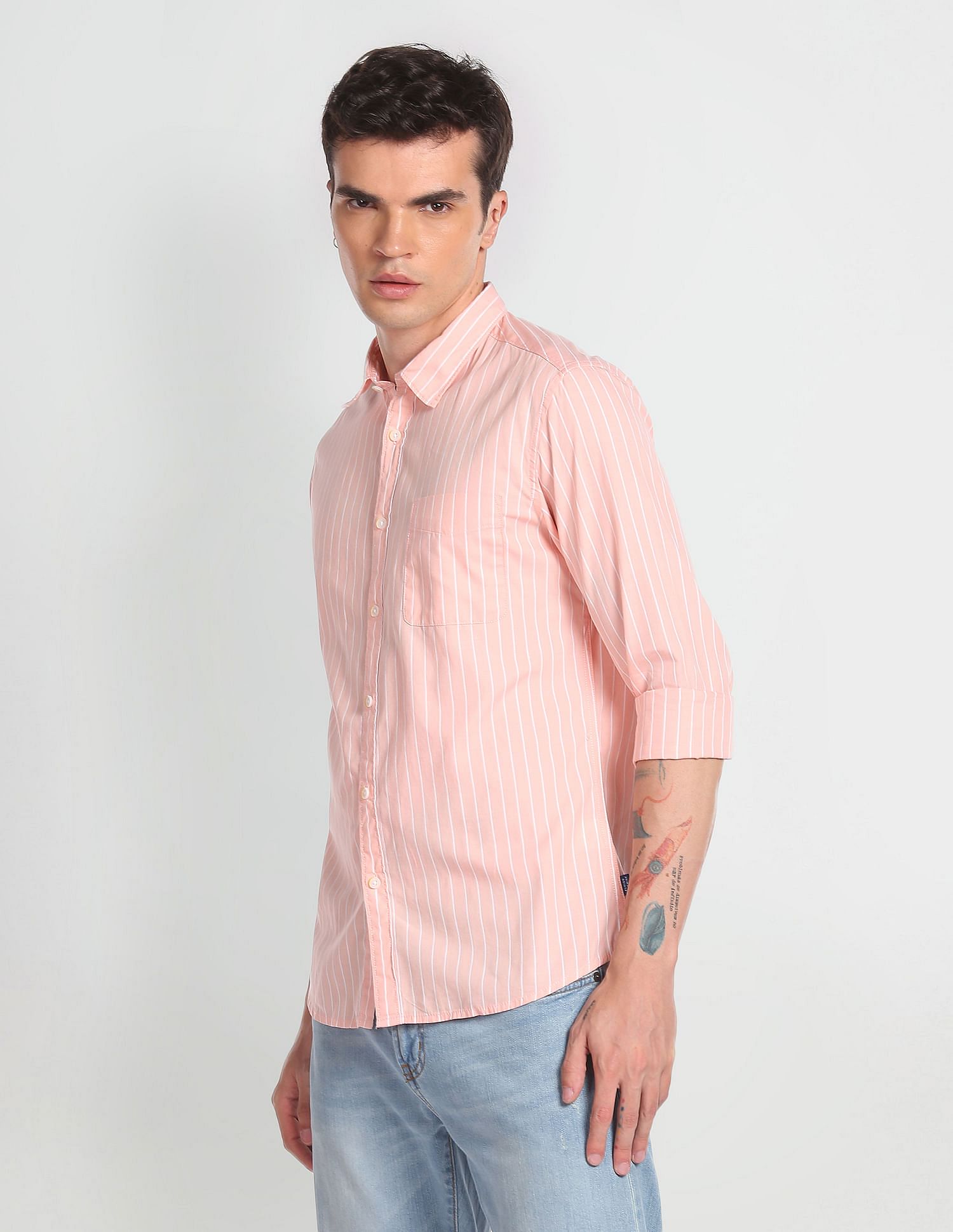 Flying Machine Vertical Stripe Slim Fit Shirt
