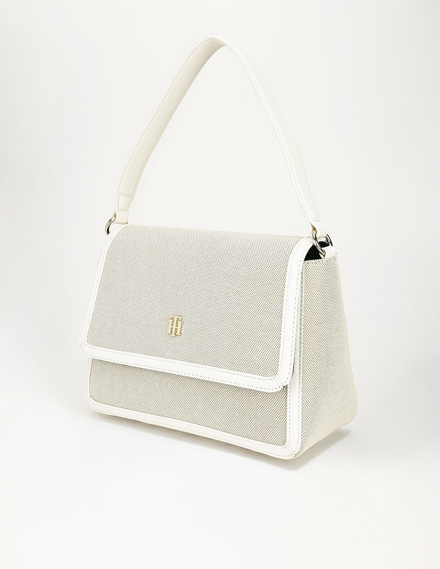 Tommy Hilfiger Solid White Polyester Hand Bags