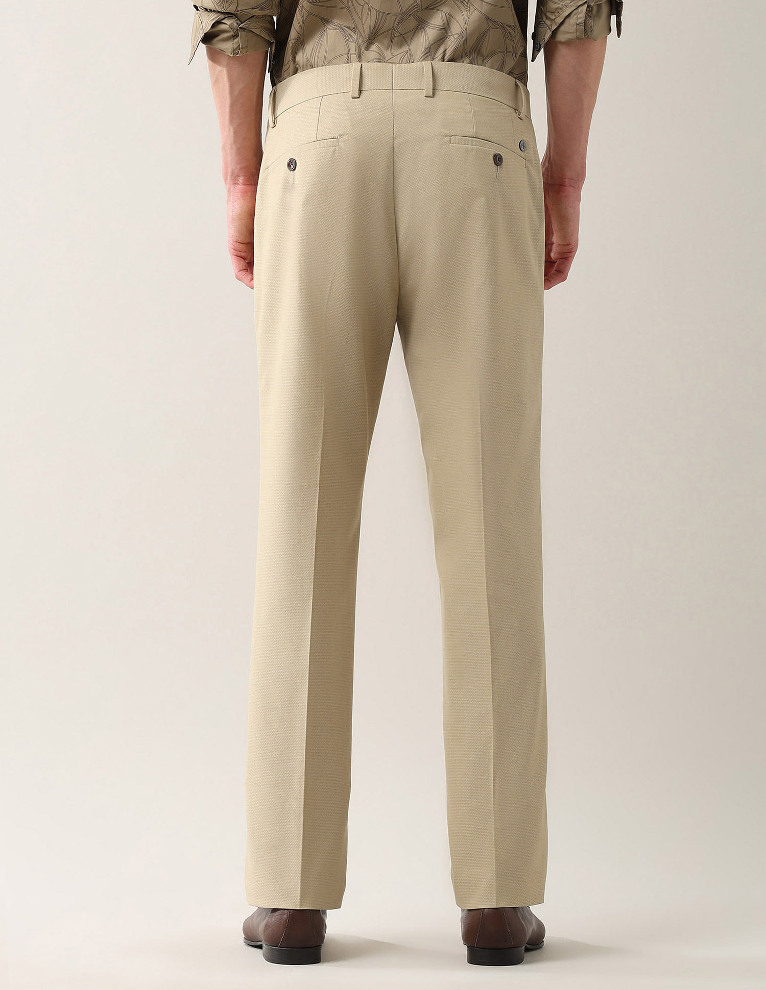 Arrow Newyork Regular Fit Textured Smartflex Trousers