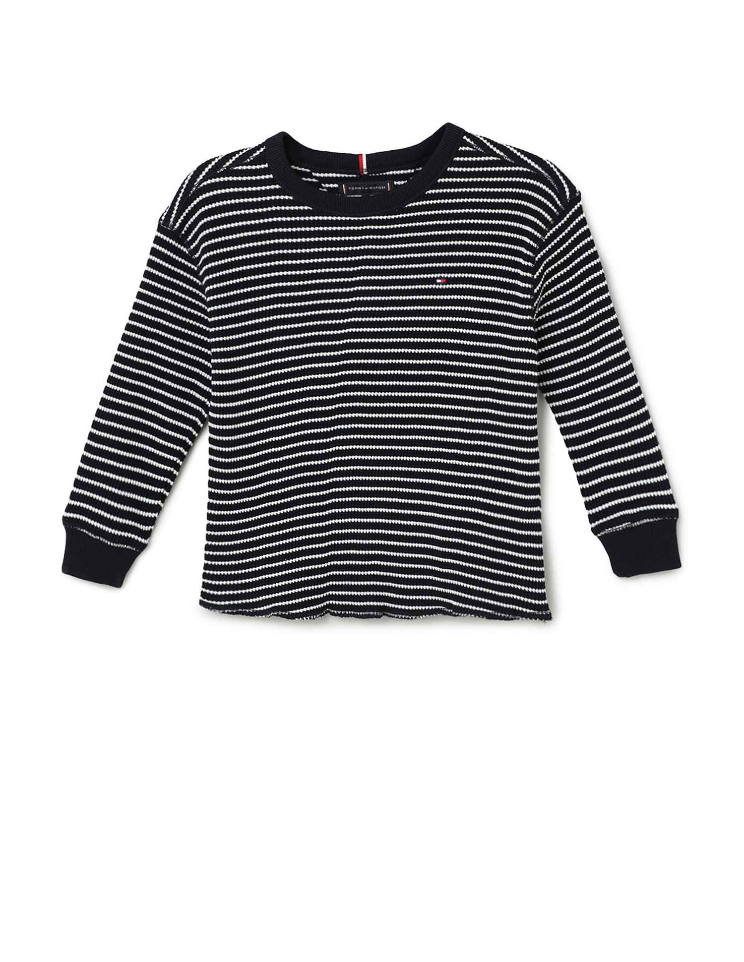 Tommy Hilfiger Kids Horizontal Stripe Waffle Cotton T-Shirt