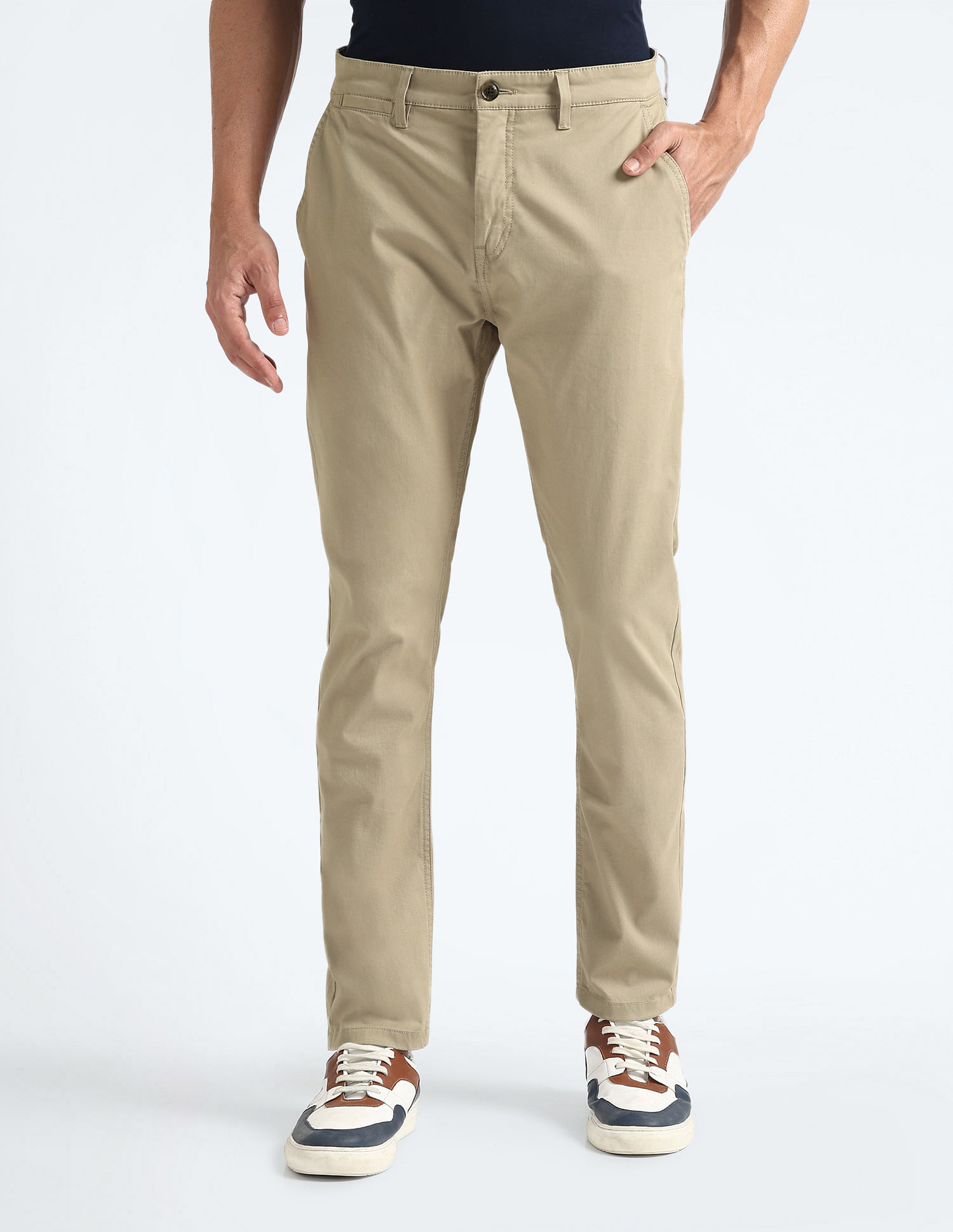 Flying Machine Slash Slim Tapered Fit Solid Chinos