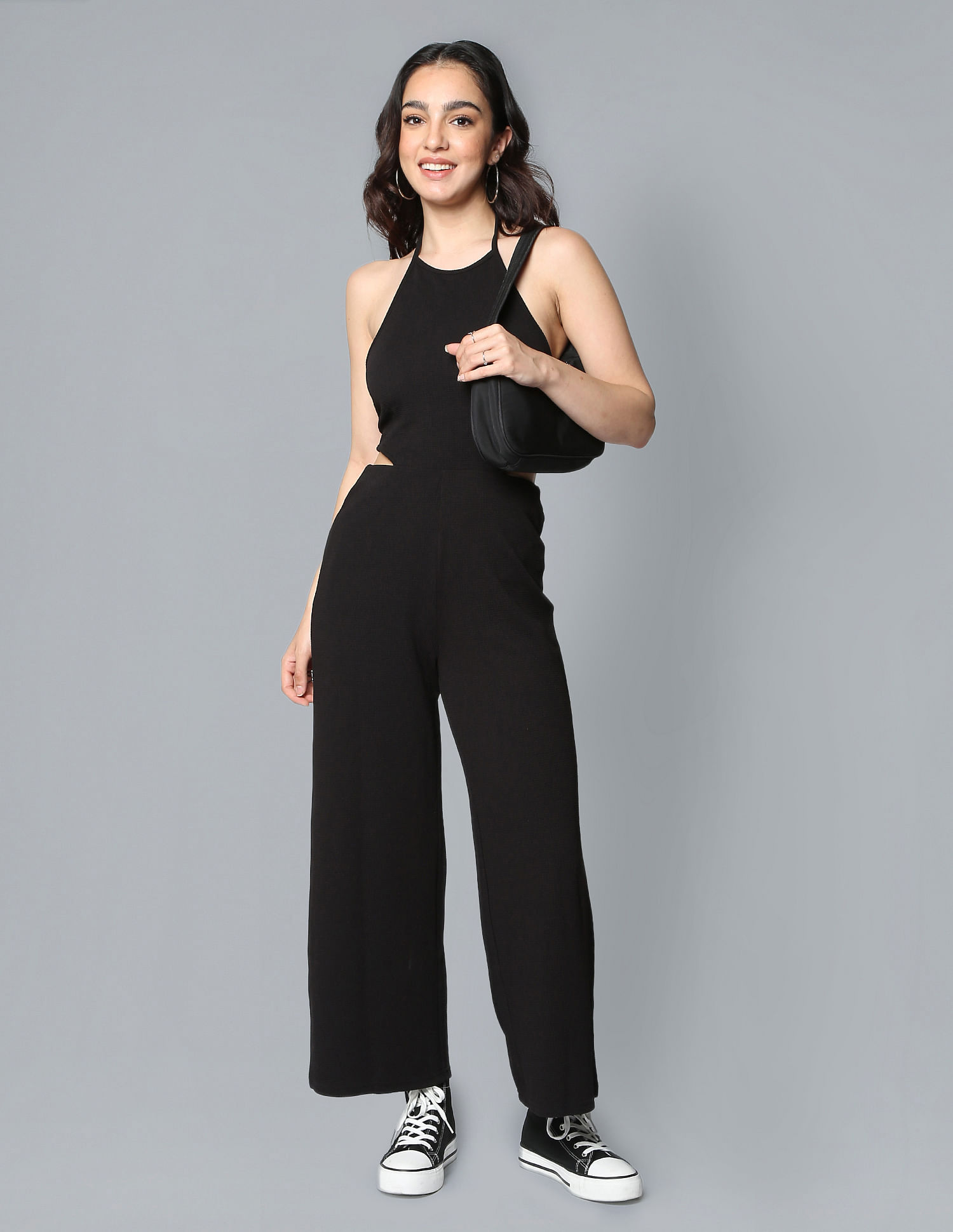 Buy RED CUT-OUT HALTERNECK BACKLESS JUMPSUIT for Women Online in India