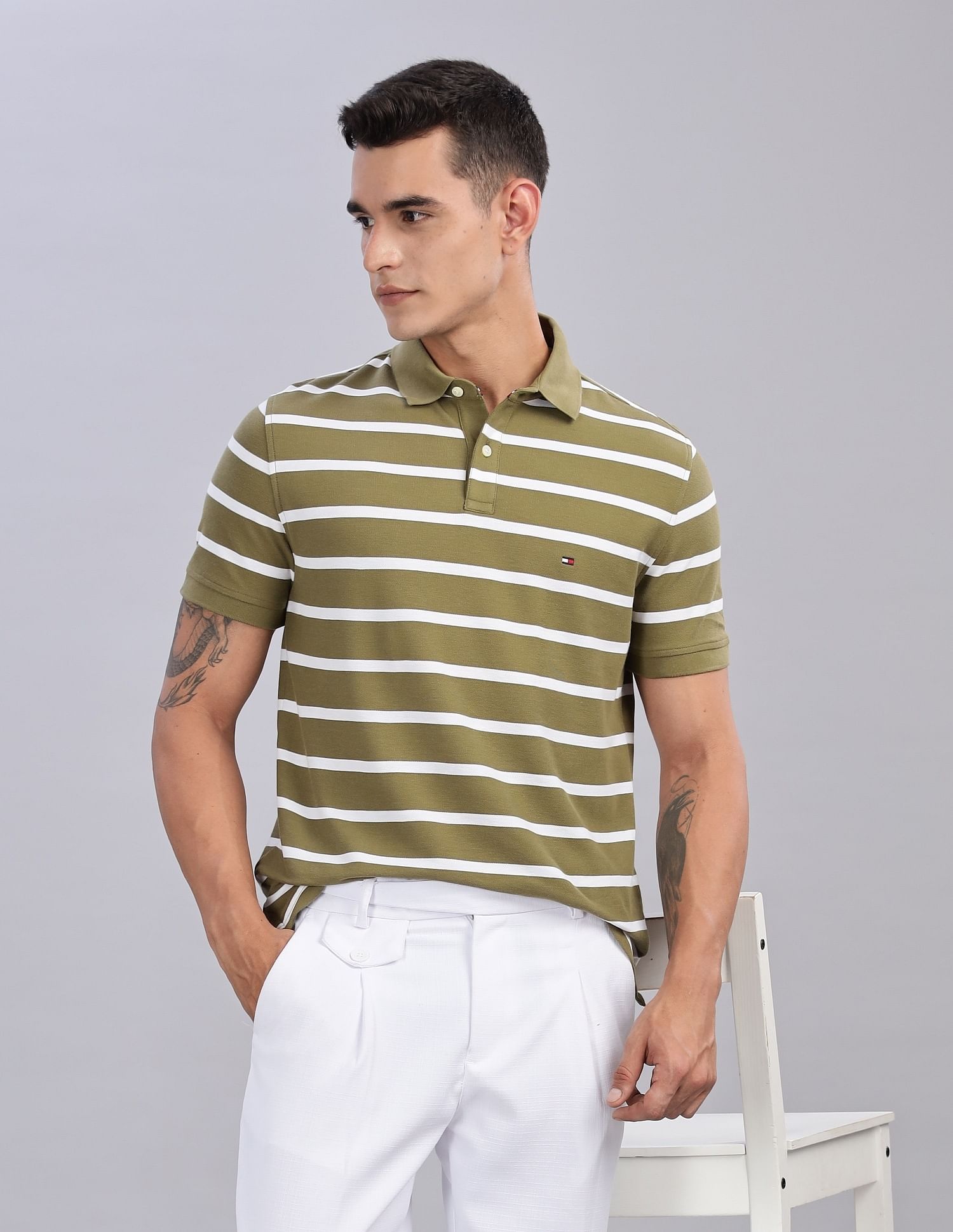 Tommy Hilfiger Striped Regular-Fit Cotton Polo Shirts