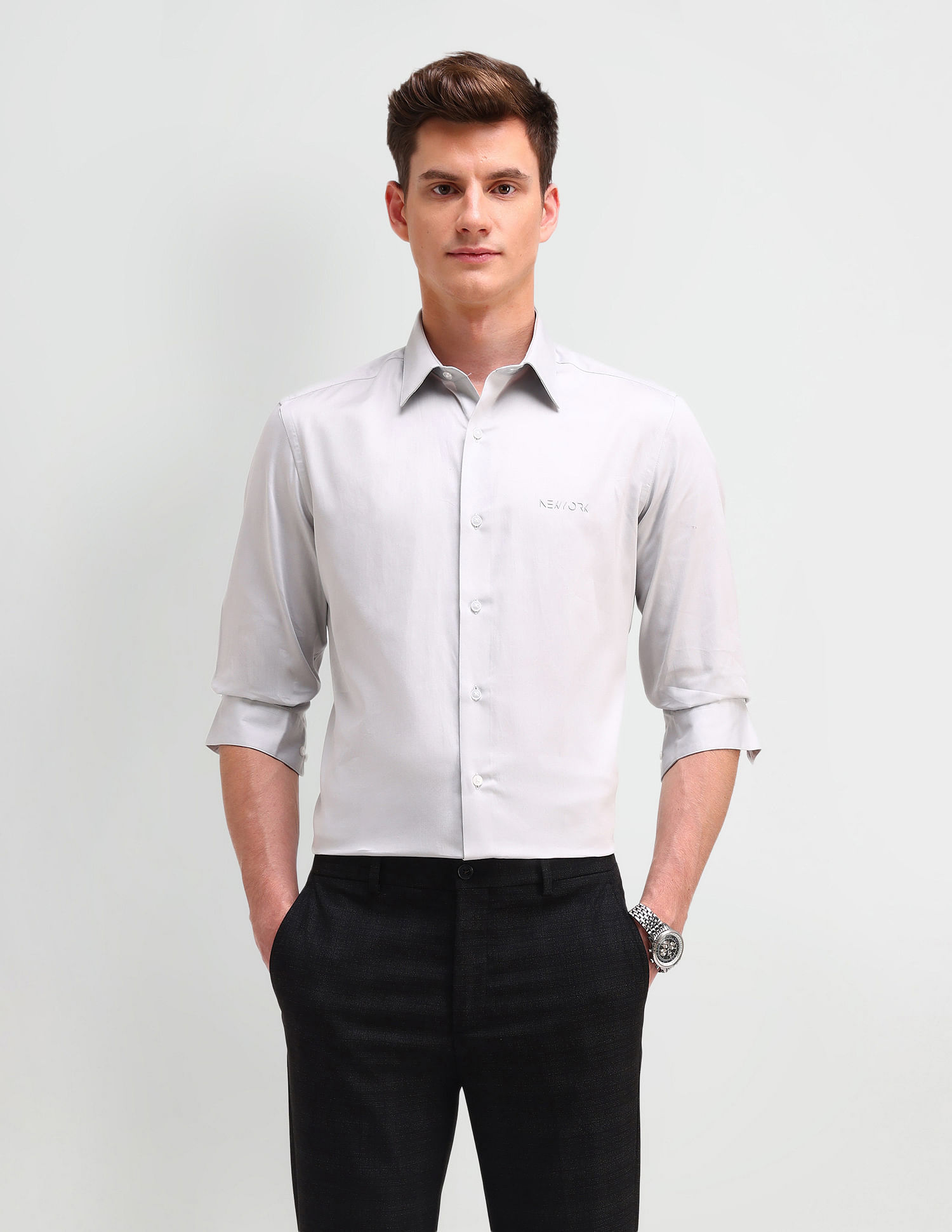 Arrow Newyork Slim Fit Satin Shirt