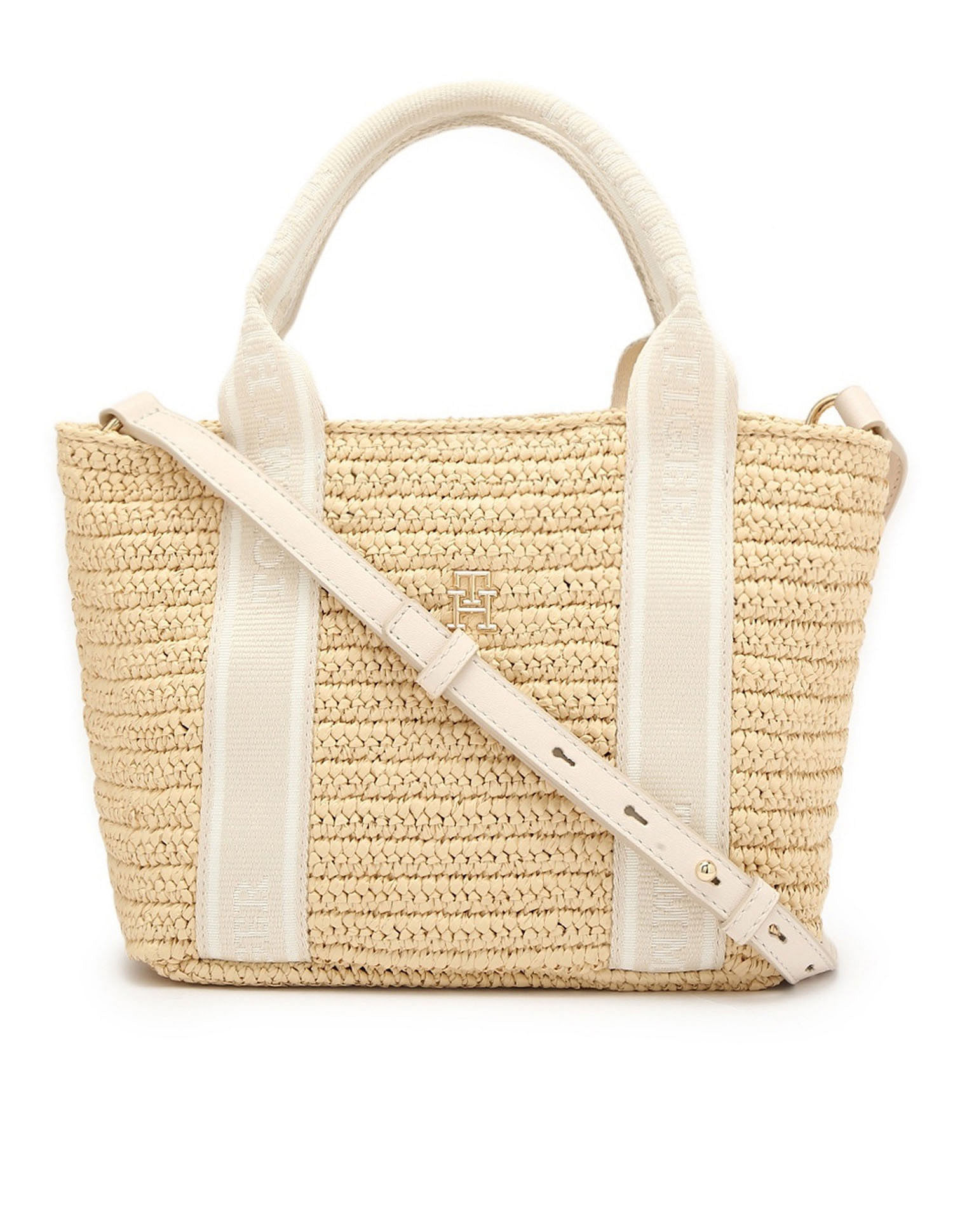 Tommy Hilfiger Crochet Beige Polypropylene Handbags