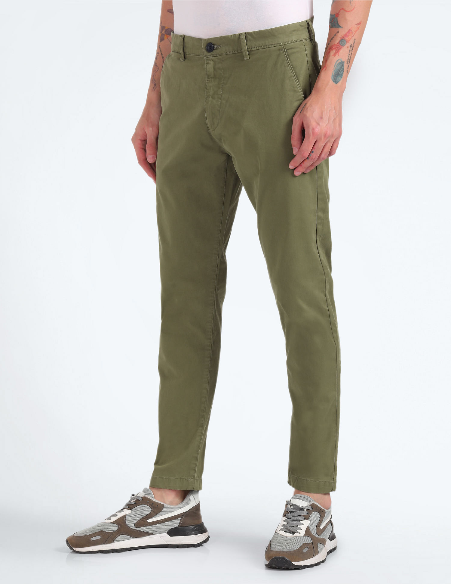 Flying Machine Slash Slim Tapered Fit Solid Trousers