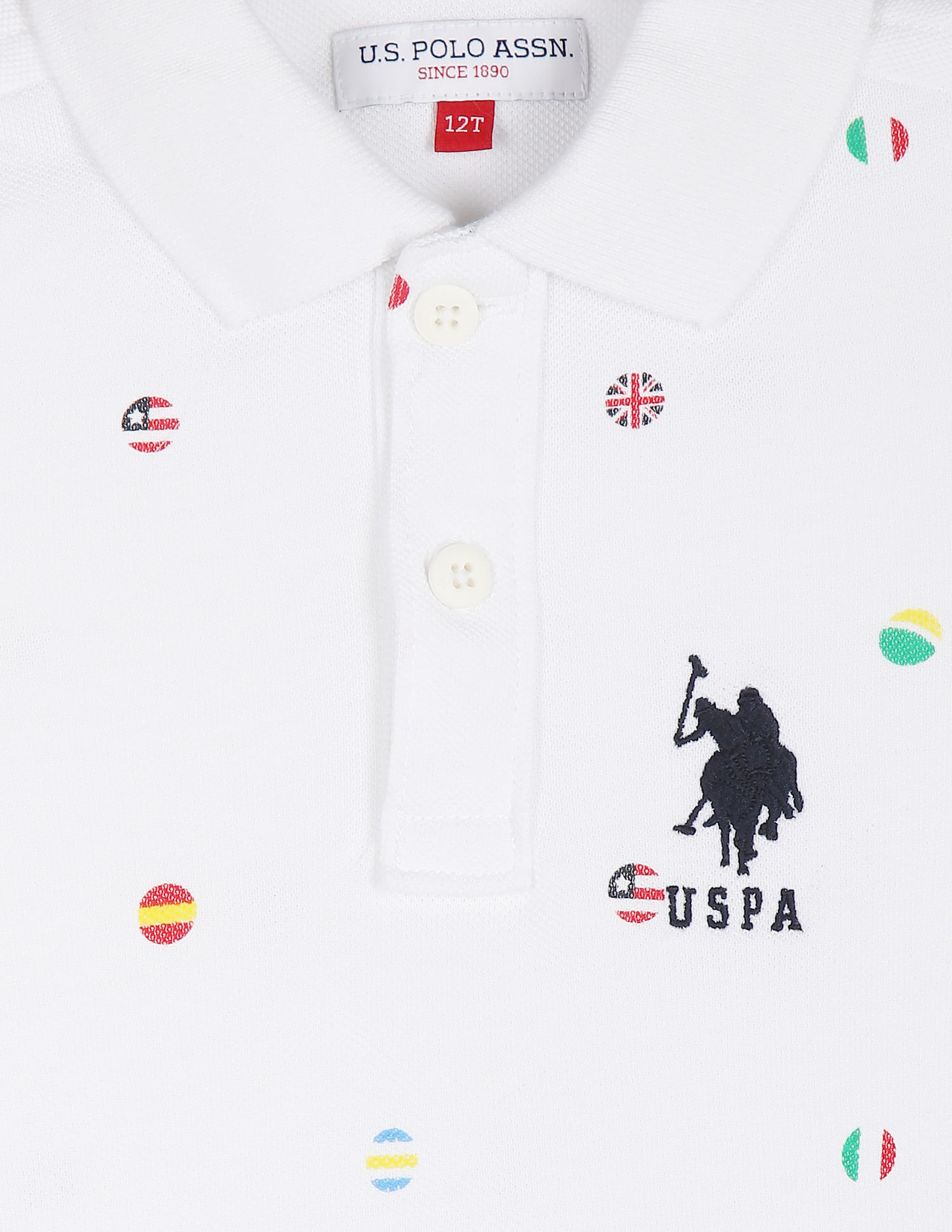 U.S. Polo Assn. Kids All Over Flag Print Cotton Polo Shirt