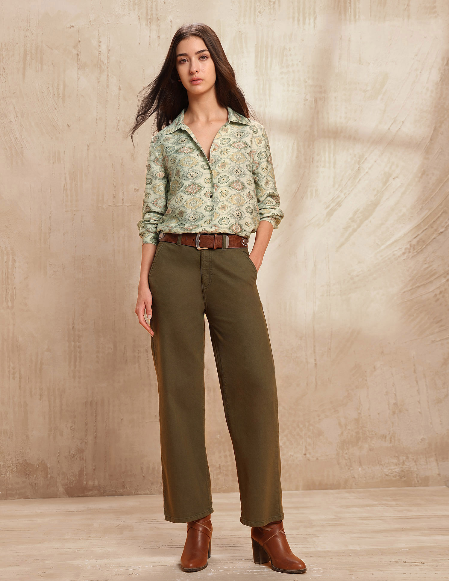 U.S. Polo Assn. Women Regular Fit Abstract Printed Shirt