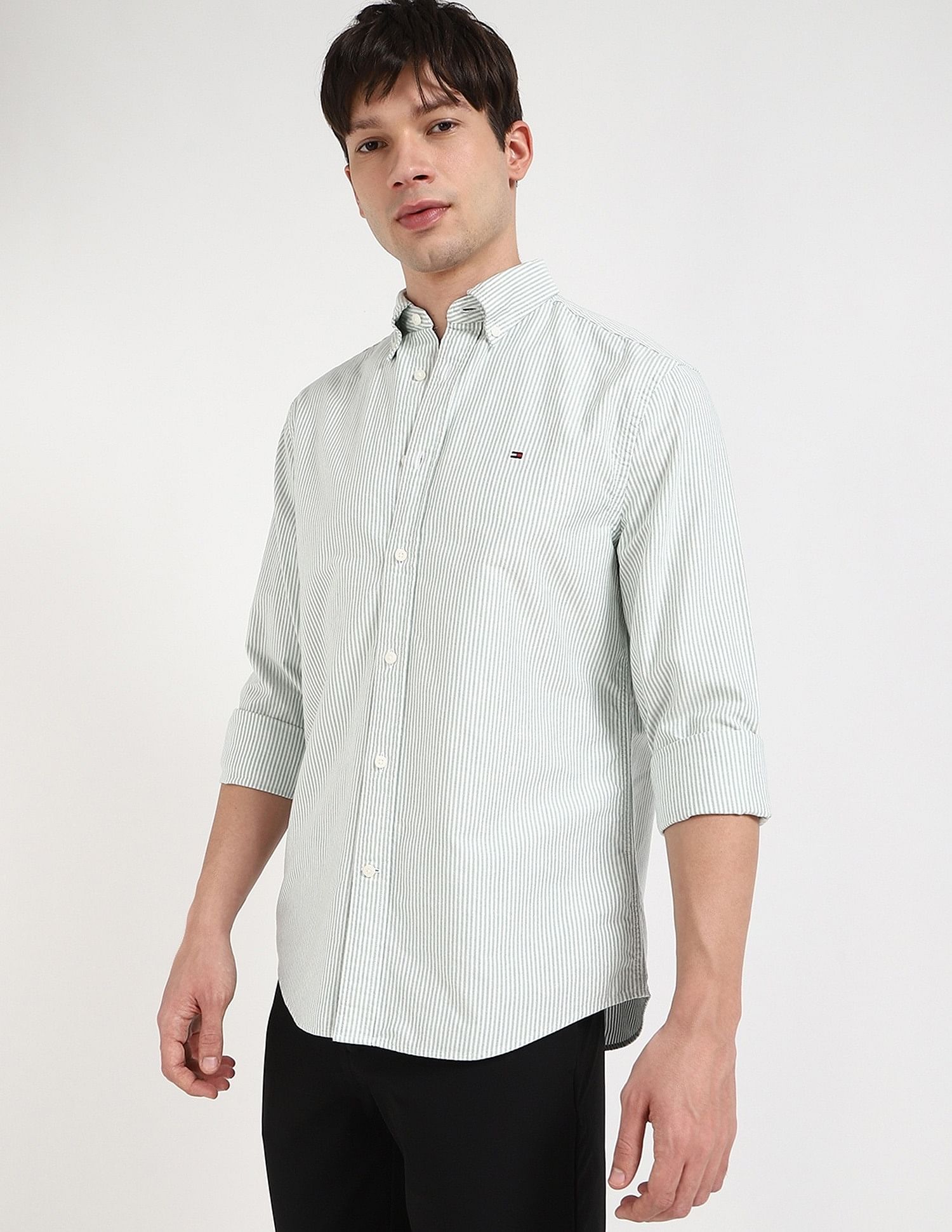 Tommy Hilfiger Striped Regular-Fit Oxford Woven Shirt