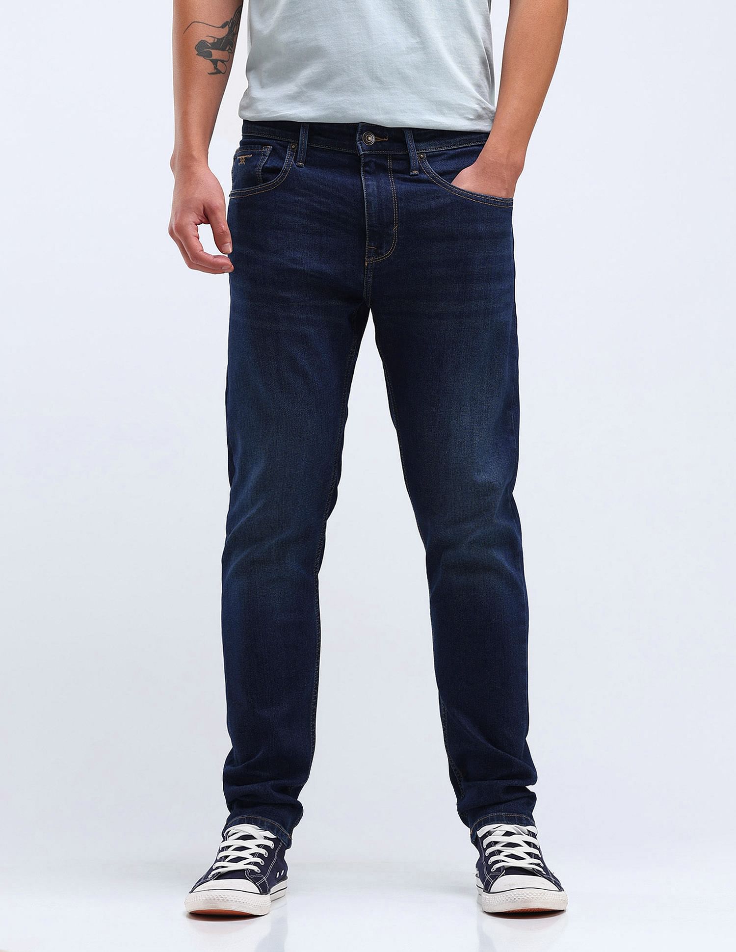 Flying Machine Slash Slim Tapered Stone Wash Jeans