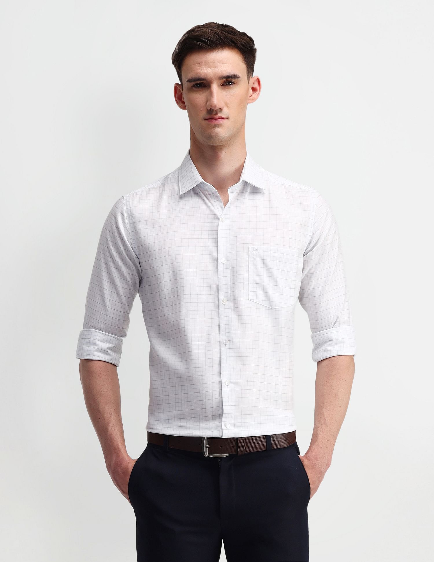Arrow Grid Tattersall Checks Cotton Shirt