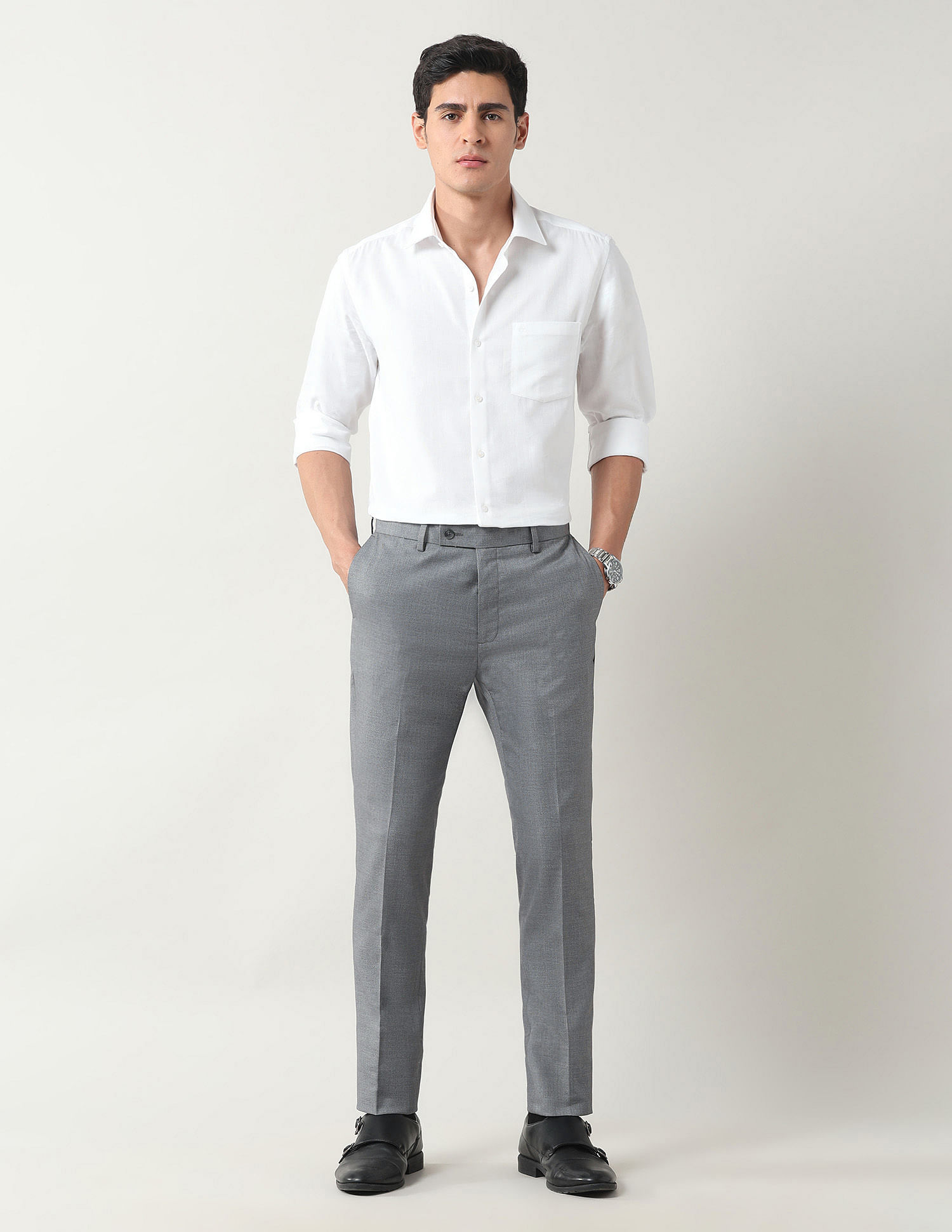 Arrow Slim Fit Dobby Weave Trousers