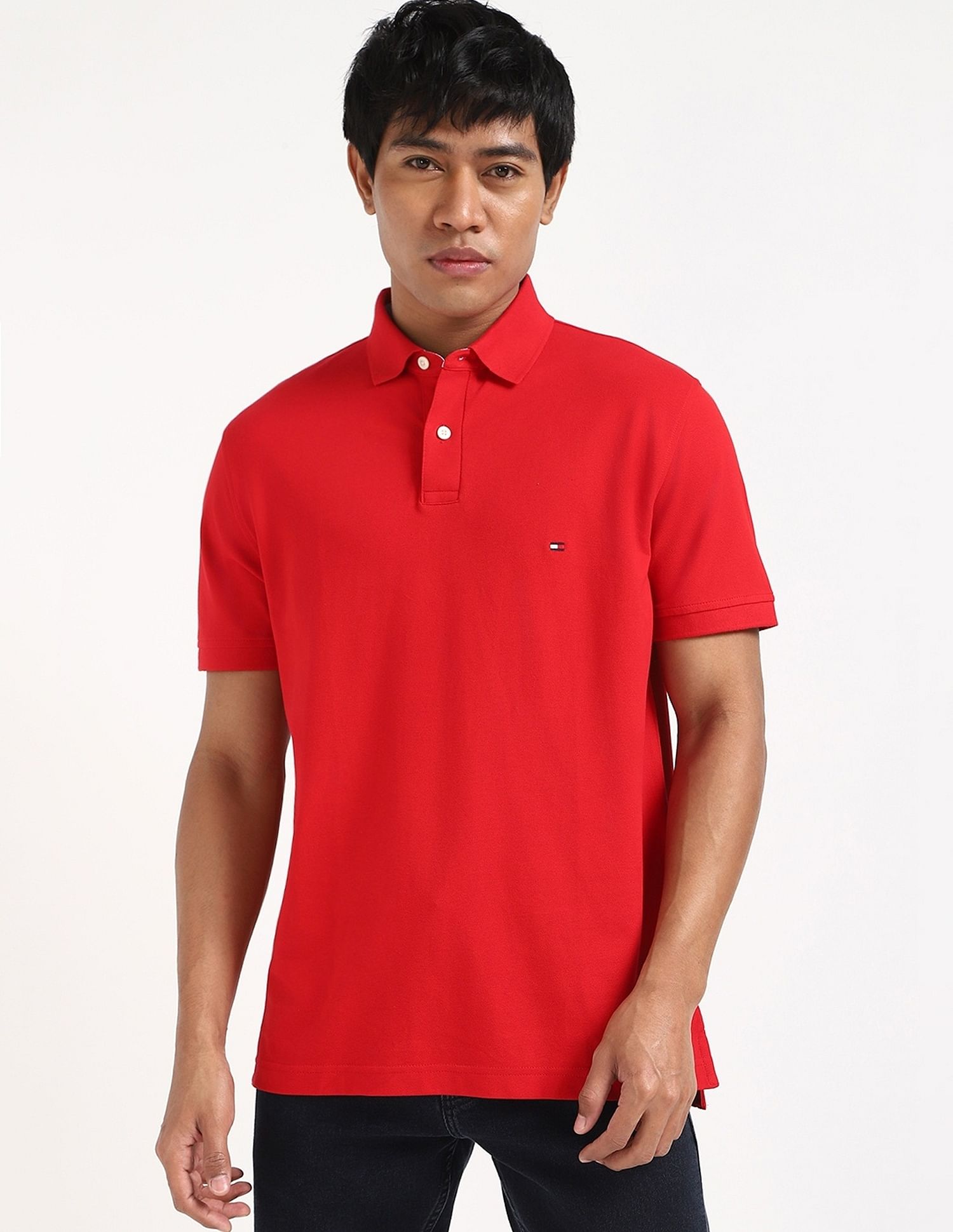Tommy Hilfiger Solid Regular-Fit Cotton Polo Shirt