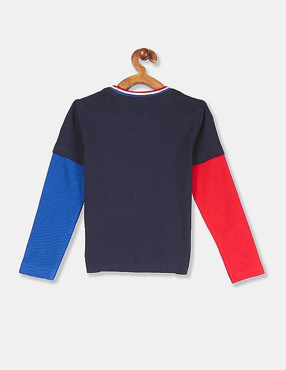 U.S. Polo Assn. Kids Contrast Sleeve Brand Print T-Shirt