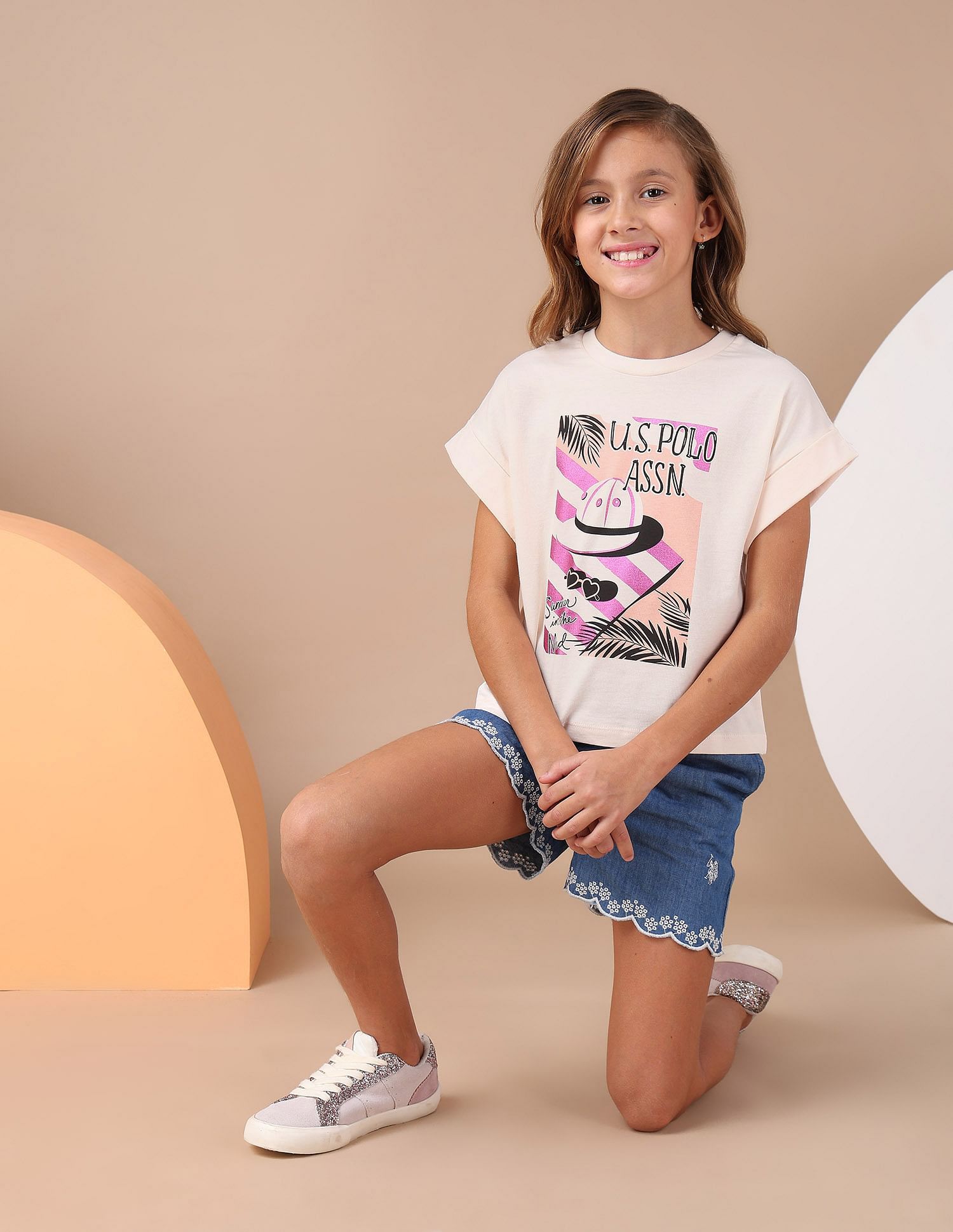 U.S. Polo Assn. Kids Girls Resort Graphic Cotton T-Shirt