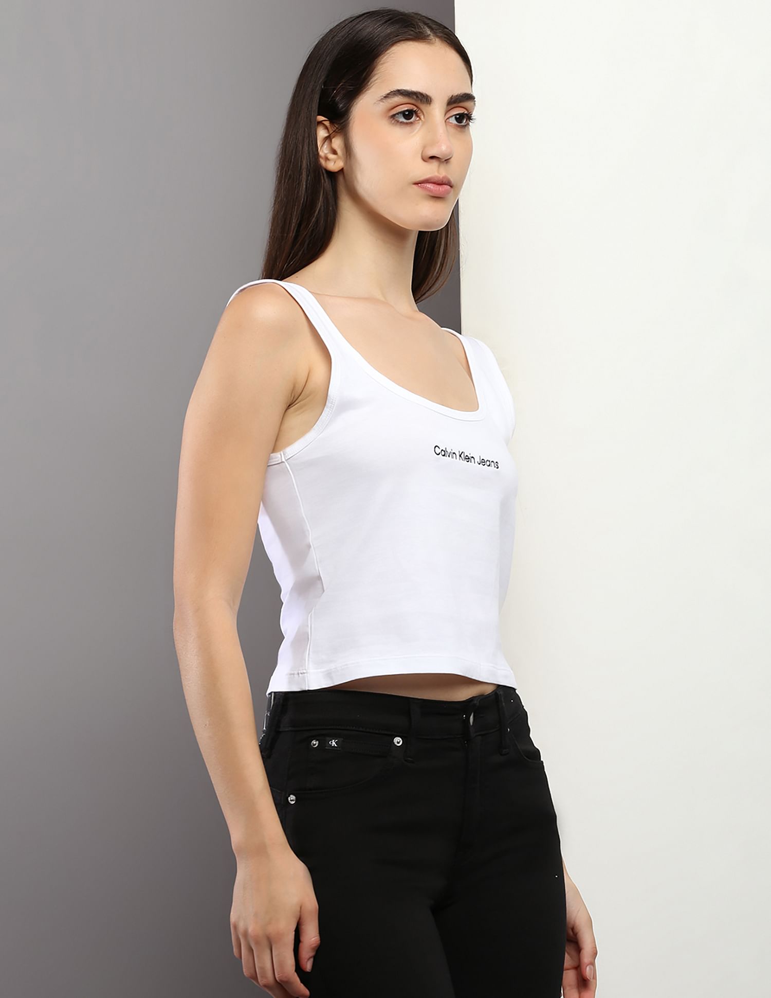 Buy Calvin Klein Jeans Institutional Logo Strappy T Shirt NNNOW