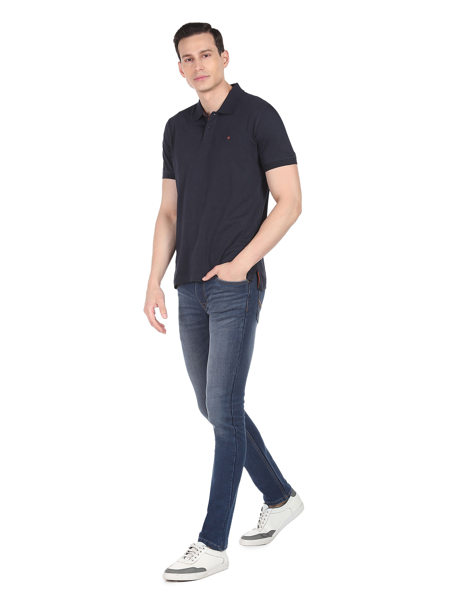 AD by Arvind Modern Jersey Slub Polo Shirt