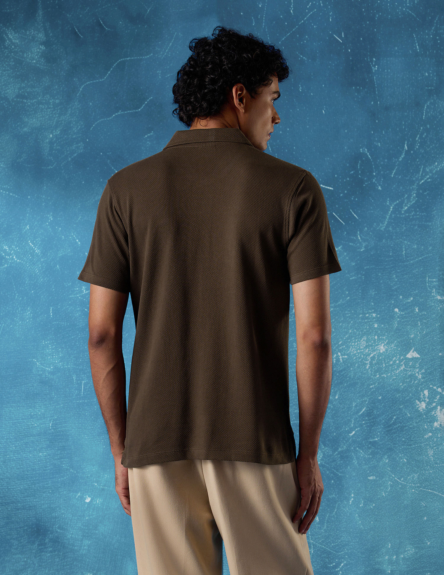 Flying Machine Regular Fit Textured Polo Shirt