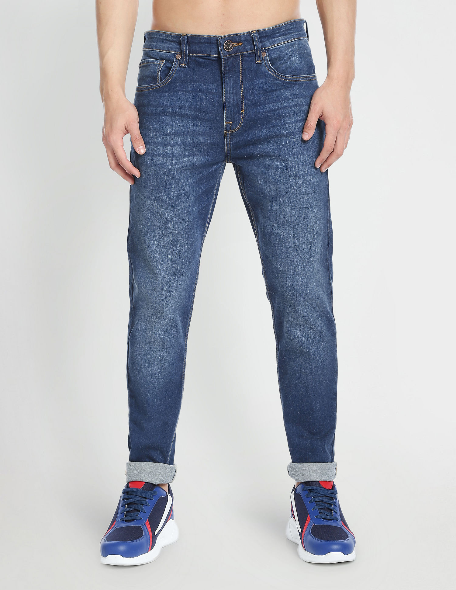 Flying Machine Slash Slim Tapered Mid Rise Jeans