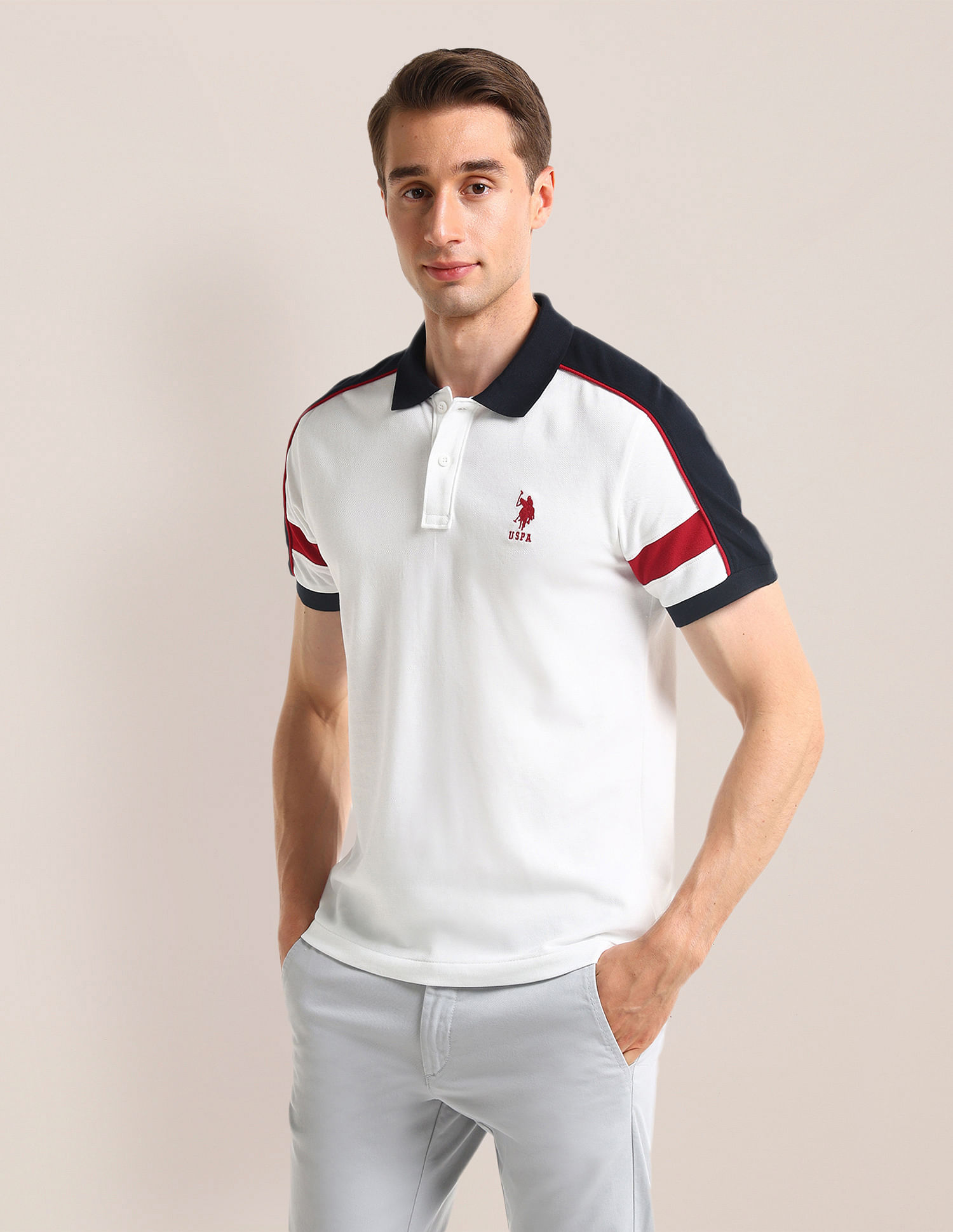 U.S. Polo Assn. Colour Blocked Slim Fit Polo Shirt