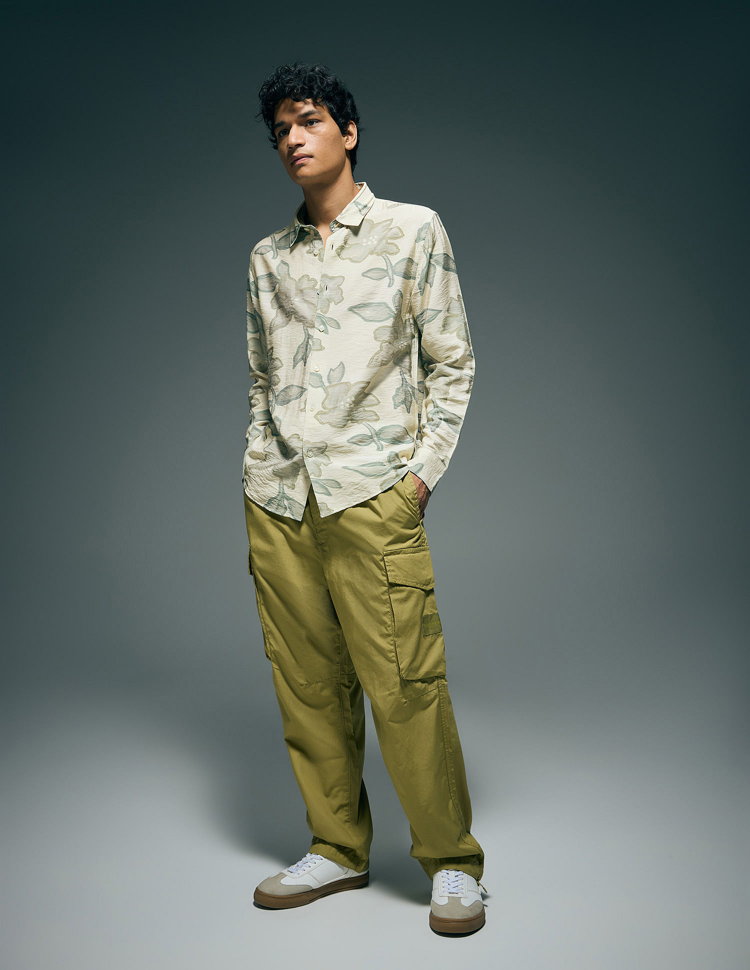 Flying Machine Floral Printed Color Of Home Shirt